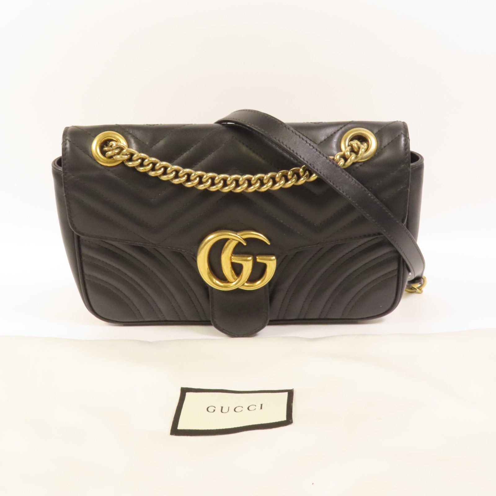 GUCCI 牛皮皮革GG Marmont金扣肩背袋