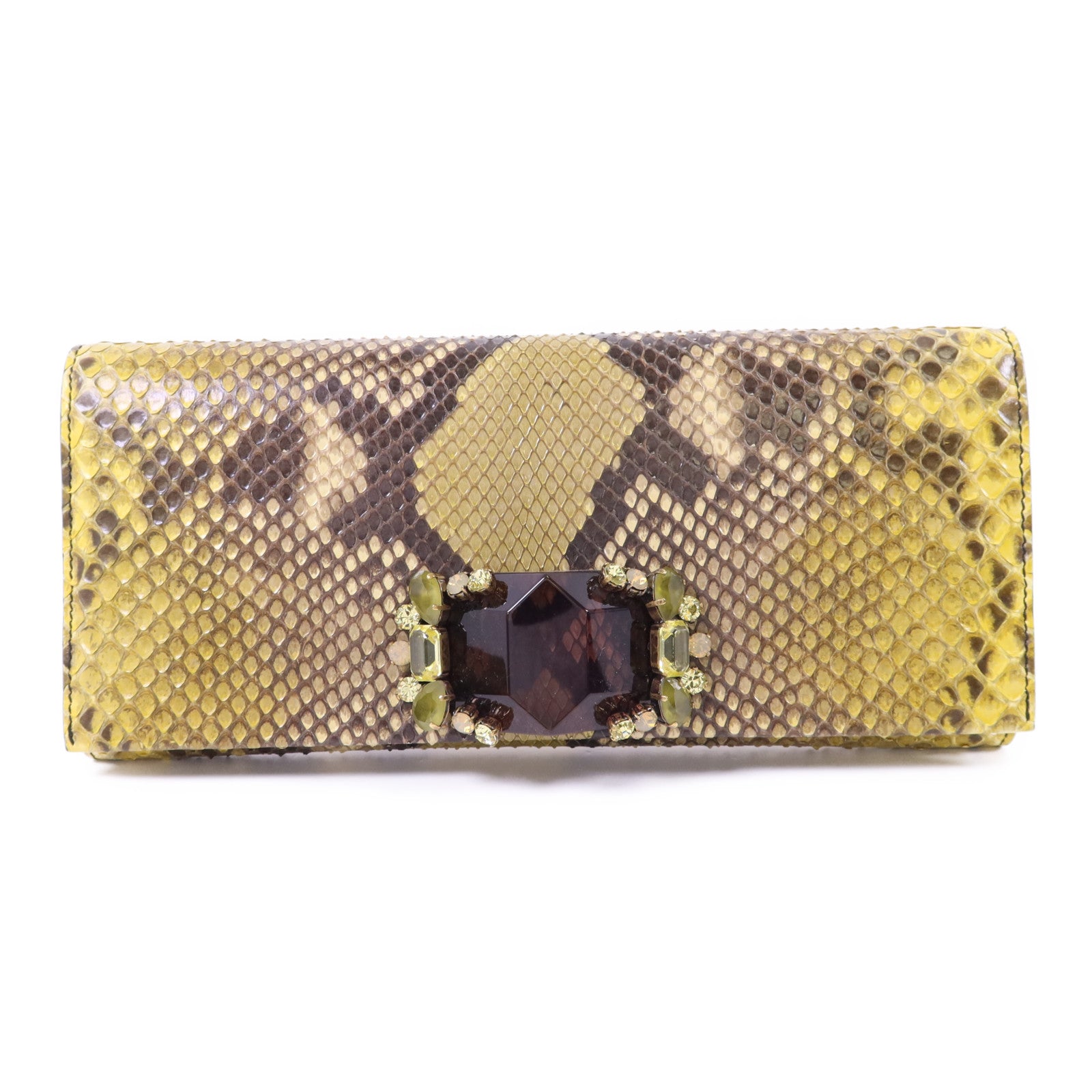 GUCCI 【激減優惠】蛇皮皮革Clutch金扣手拿包