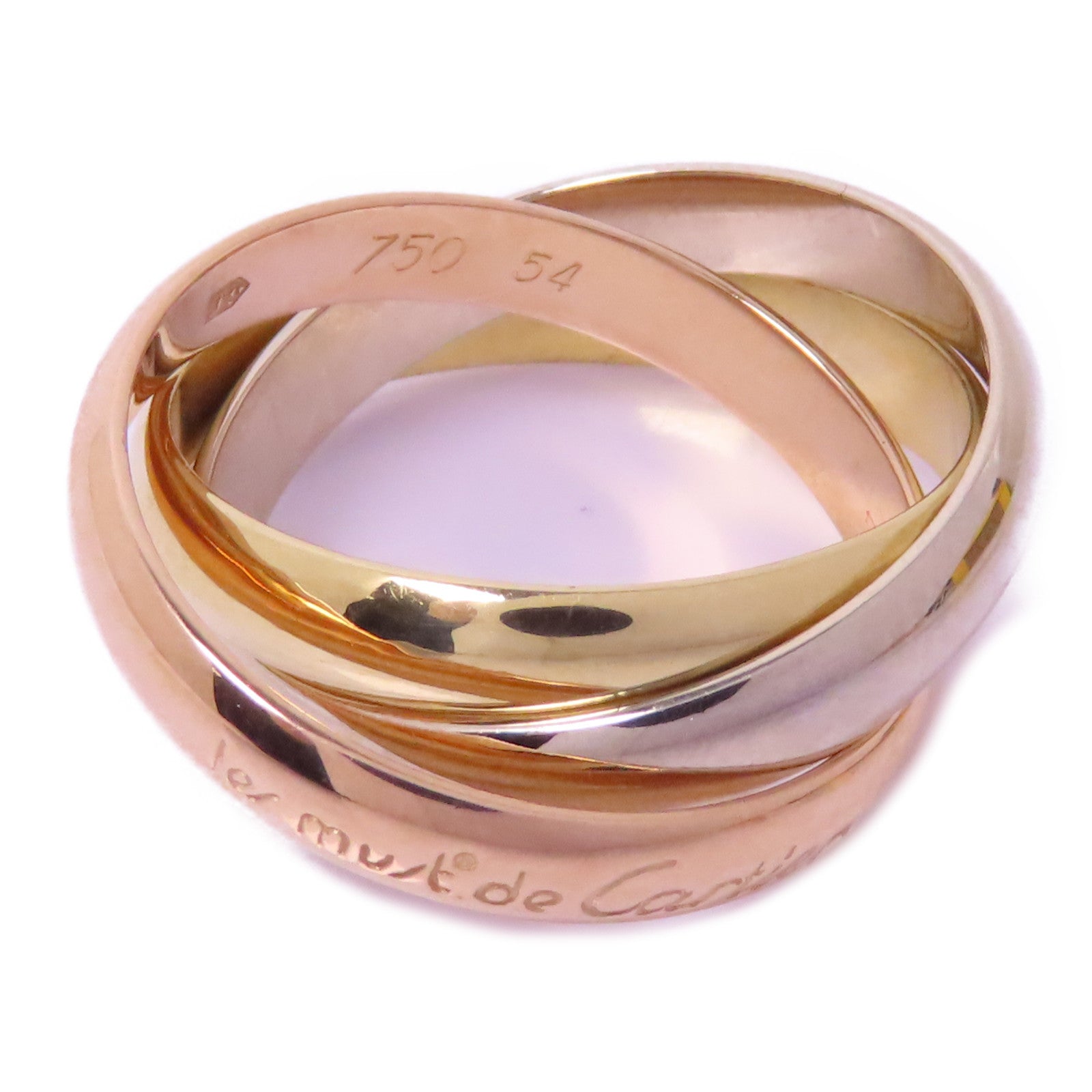CARTIER 18K黃金/白金/玫瑰金Trinity Ring戒指Cartier#54/US#6.75