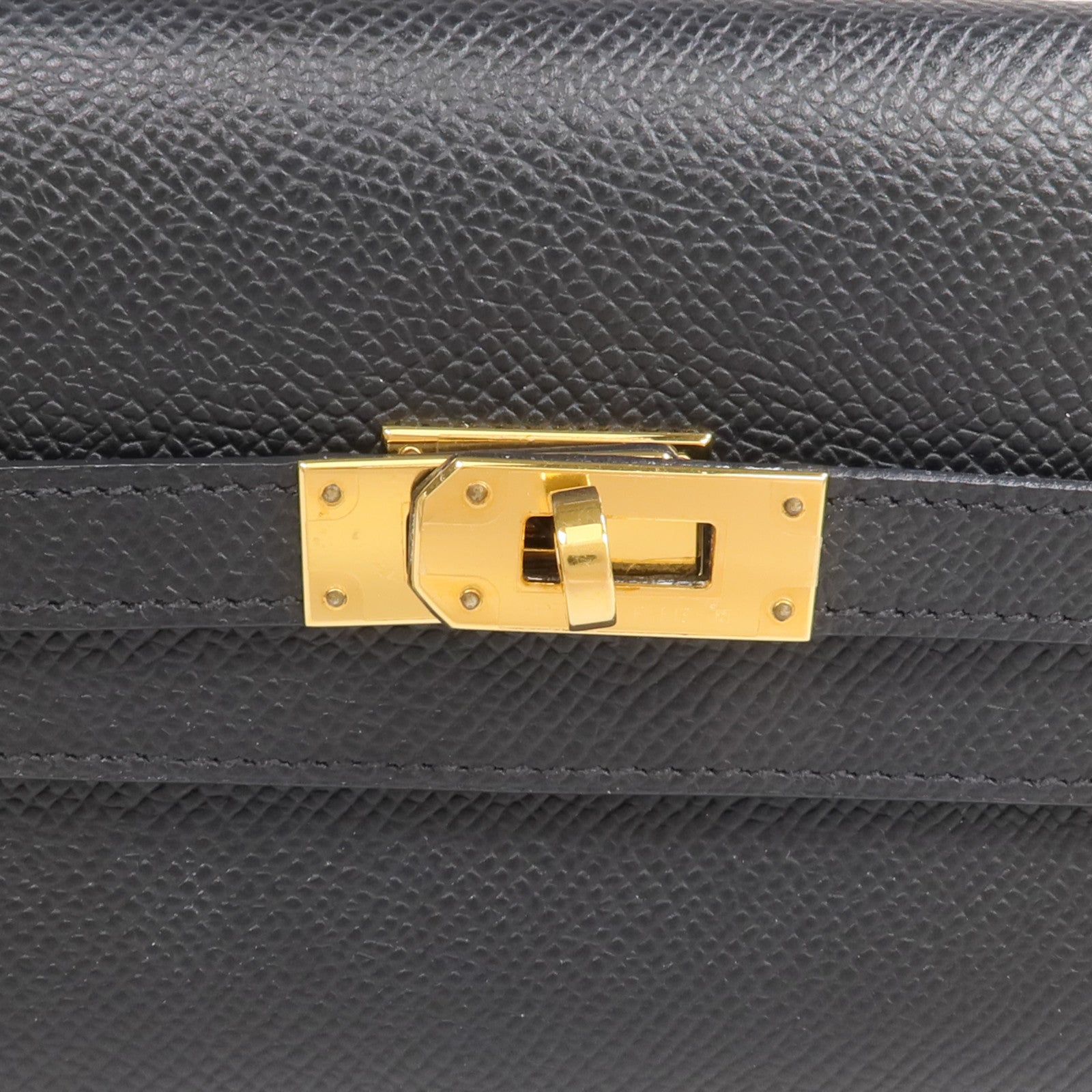 HERMES Epsom皮革Kelly Compact Wallet金扣錢包Noir