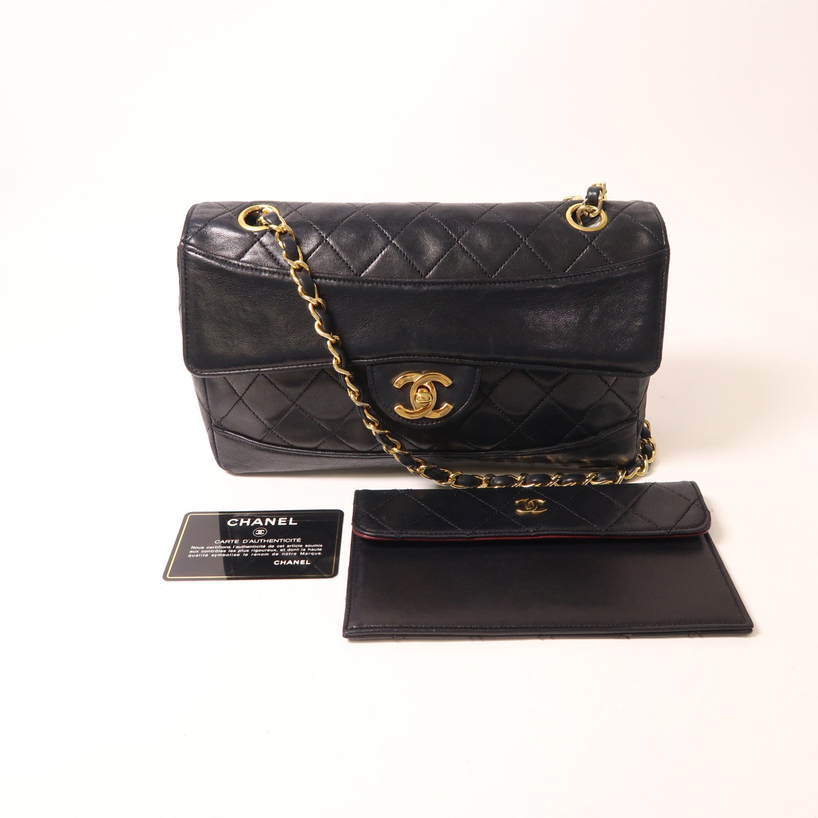 CHANEL 羊皮皮革Chain Shoulder金扣肩背袋