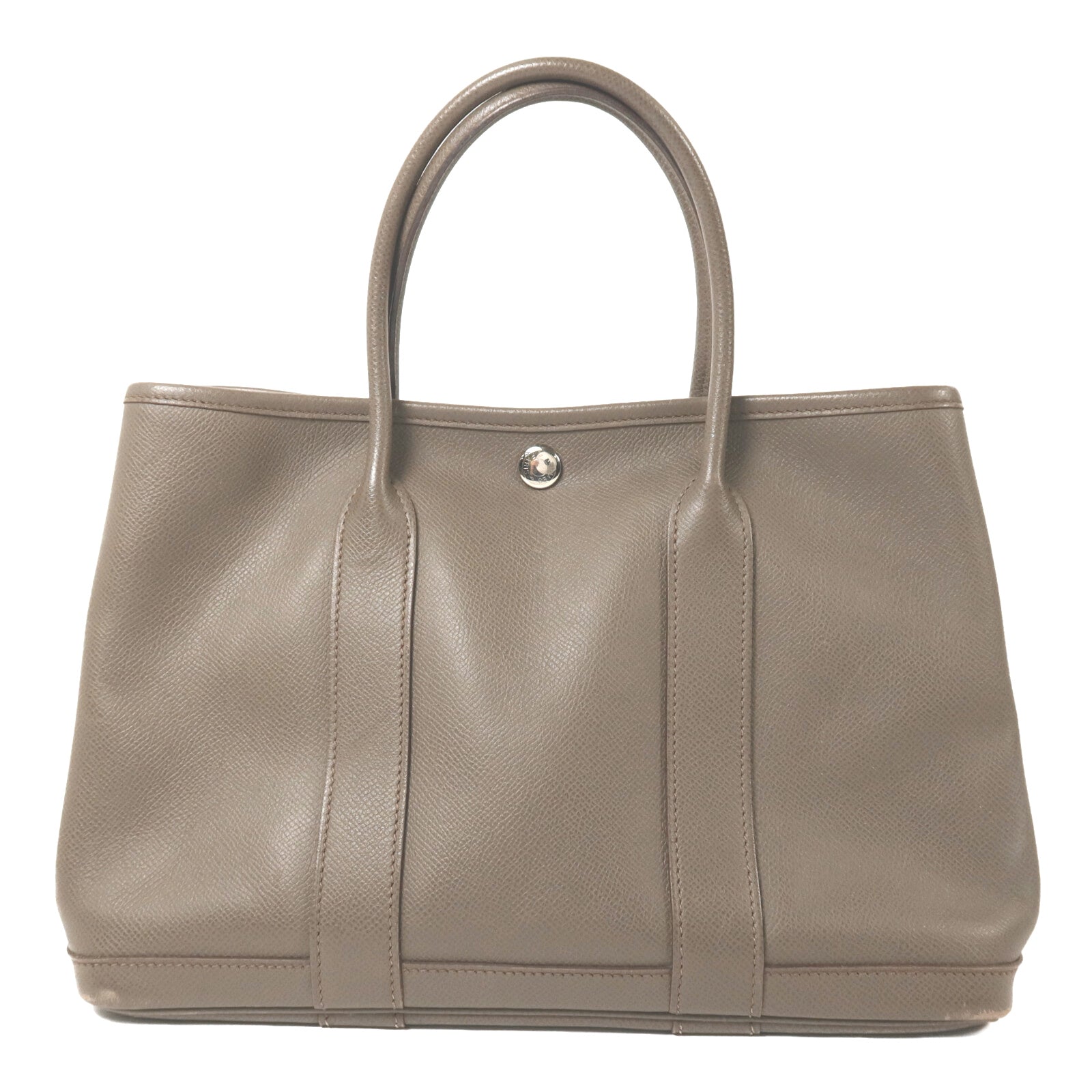 HERMES 【激減優惠】Epsom皮革Garden Party TPM銀扣手挽袋Etain