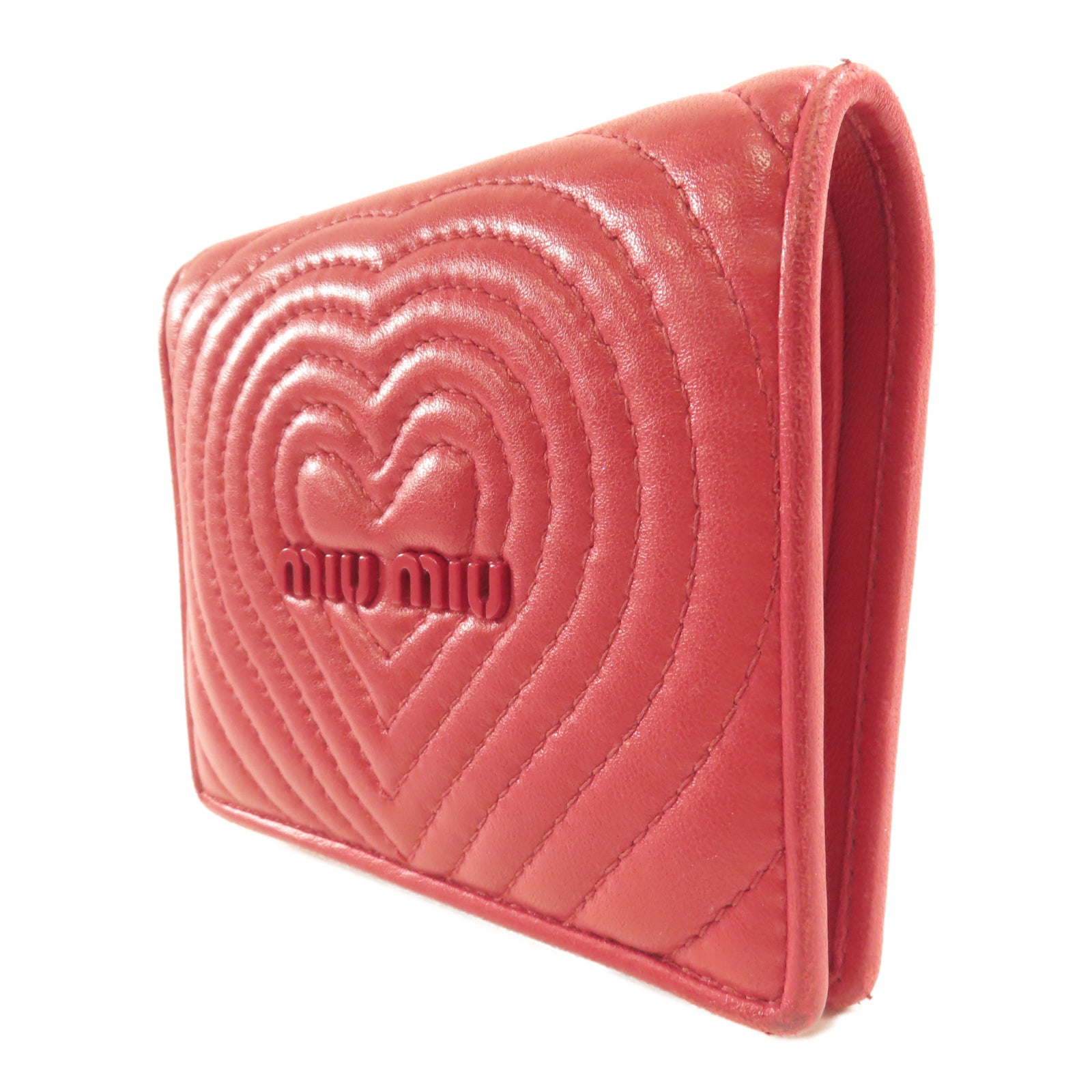 Miu Miu 羊皮皮革Wallet金扣鈕扣錢包紅色