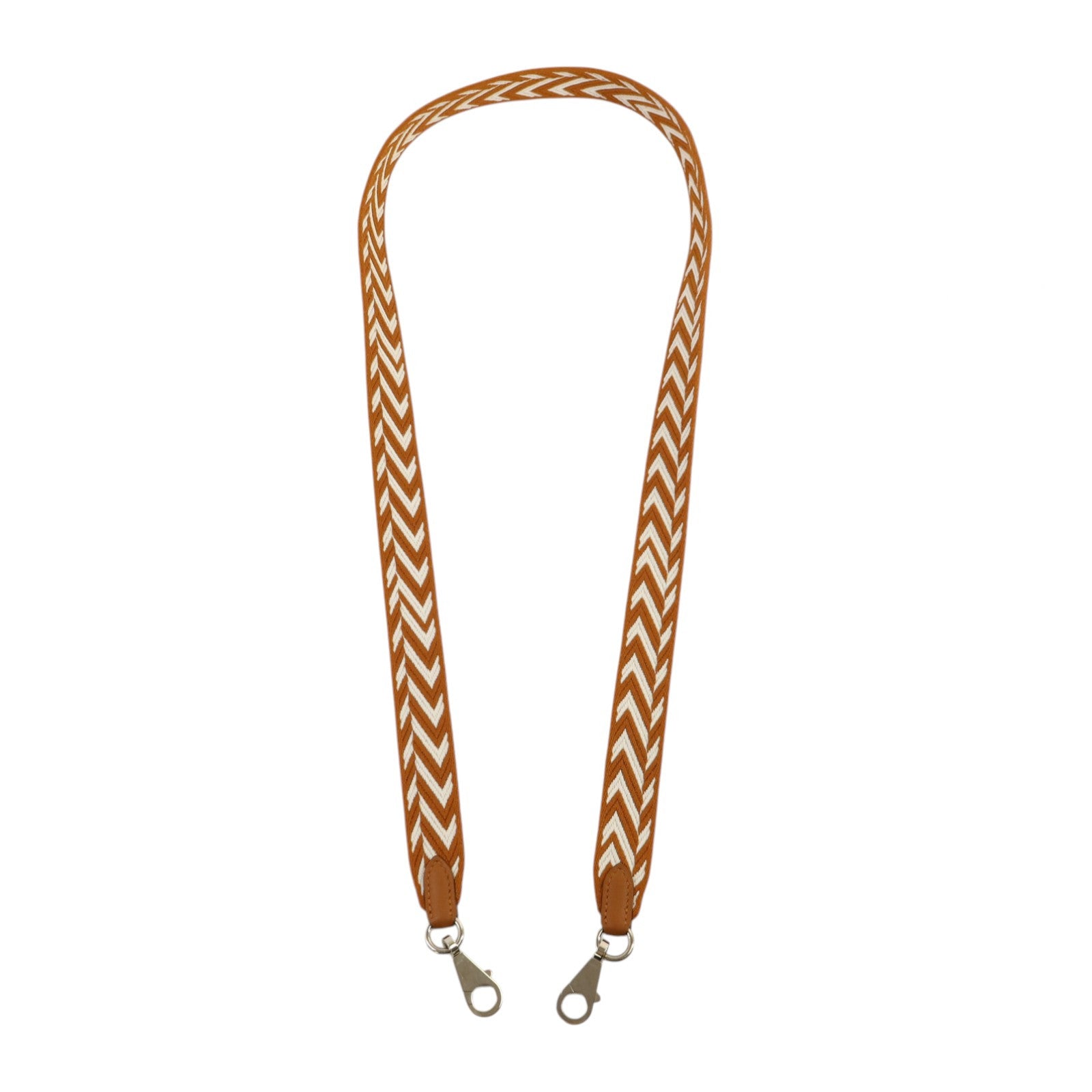 HERMES 帆布/Swift皮革Sangle Zigzag 25mm Strap金扣肩帶Gold/Blanc