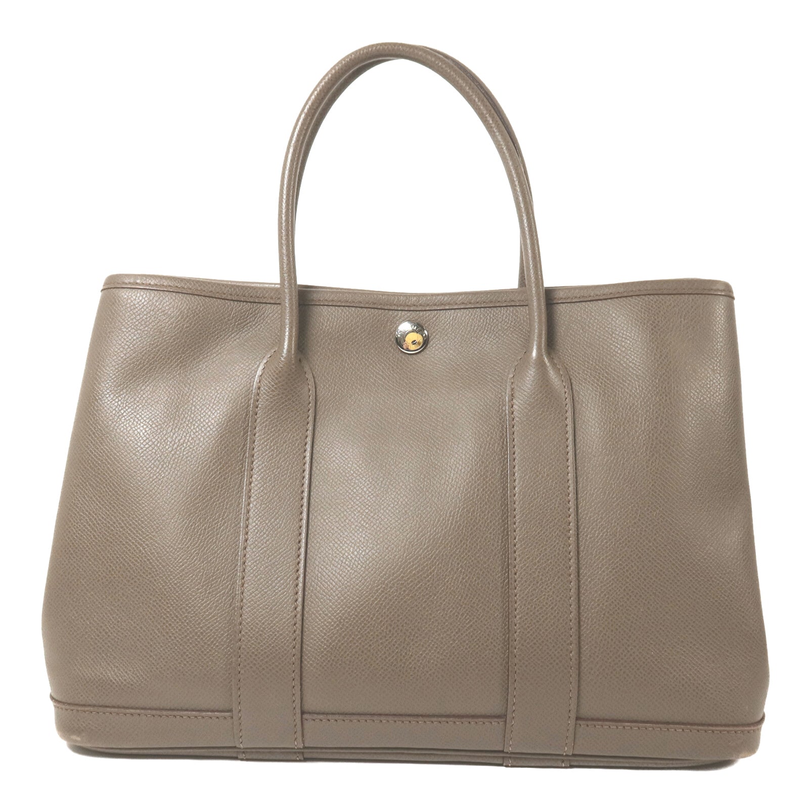 HERMES 【激減優惠】Epsom皮革Garden Party TPM銀扣手挽袋Etain