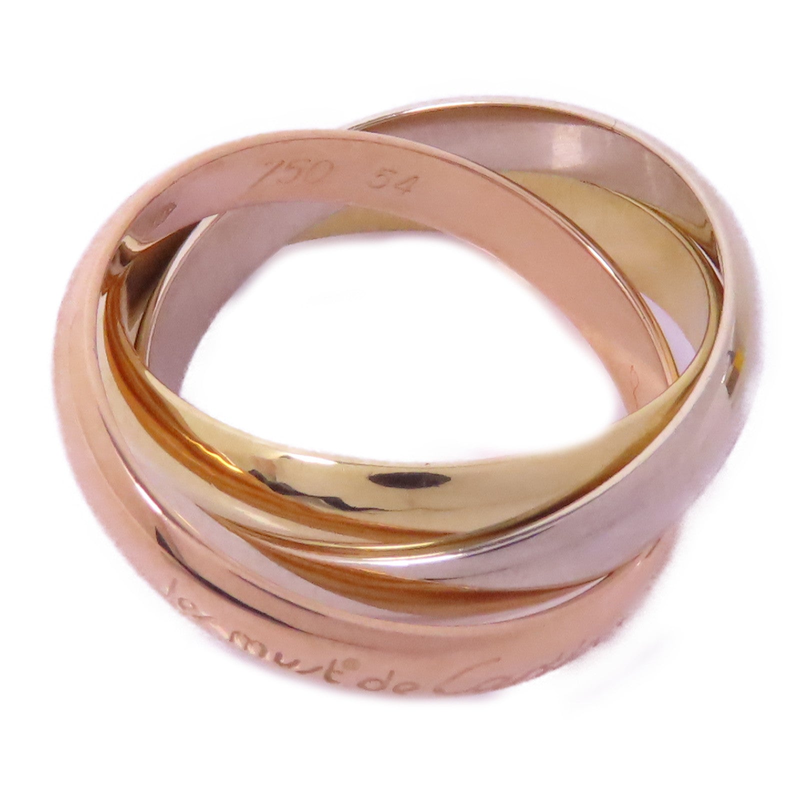 CARTIER 18K黃金/白金/玫瑰金Trinity Ring戒指Cartier#54/US#6.75