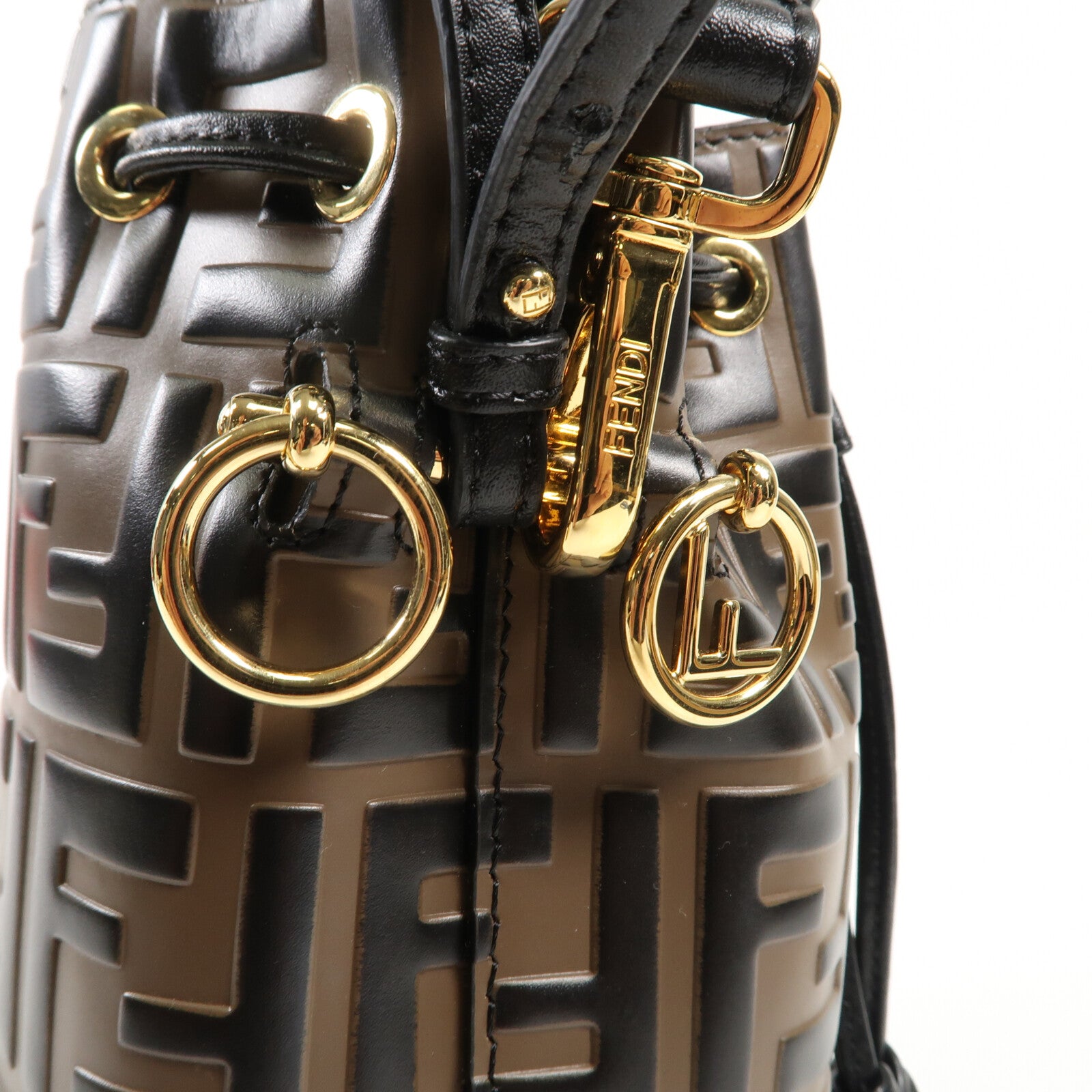 FENDI 牛皮皮革Mini Mon Tresor金扣手挽肩背兩用袋