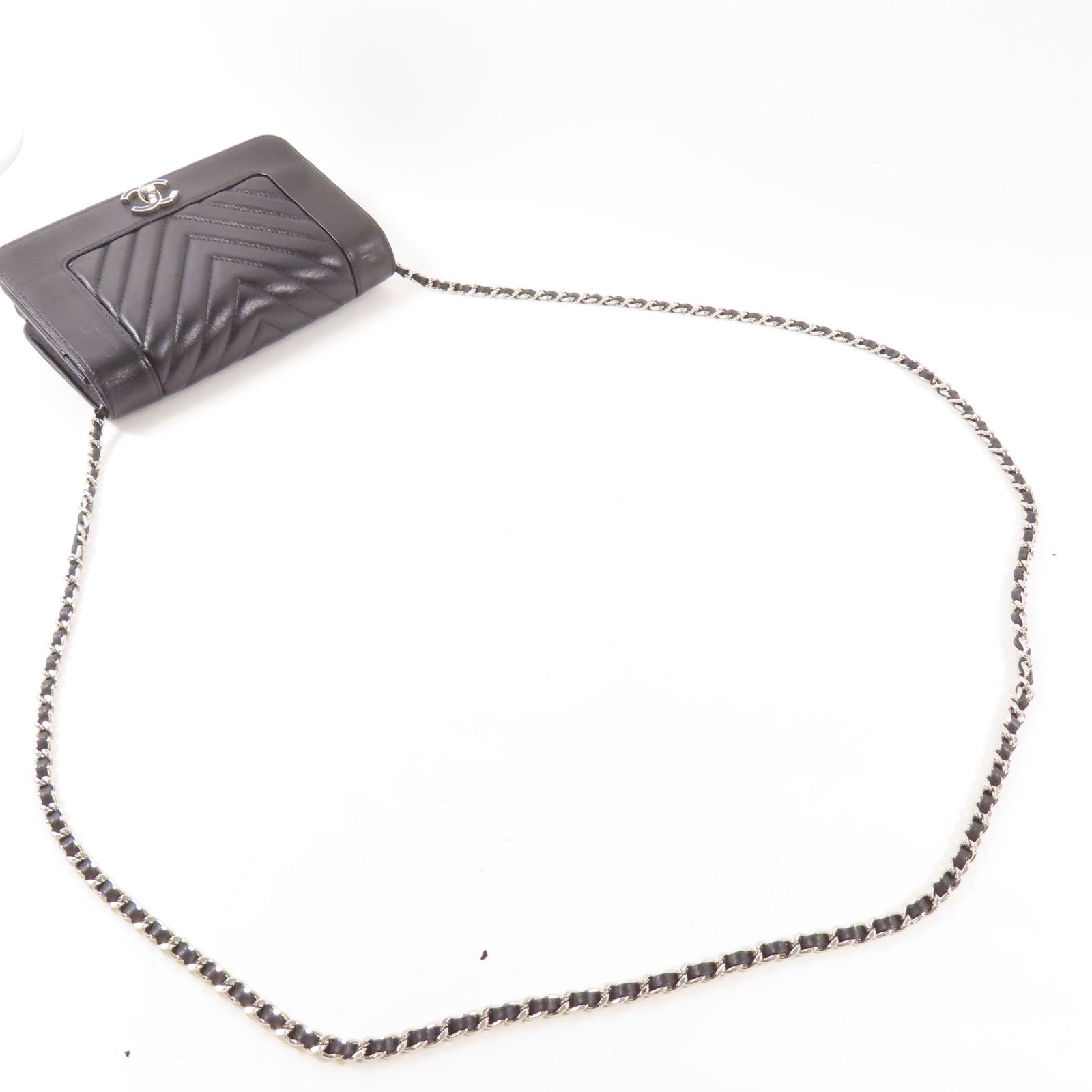 CHANEL 【激減優惠】羊皮皮革WOC Wallet On Chain銀扣鏈帶肩背袋