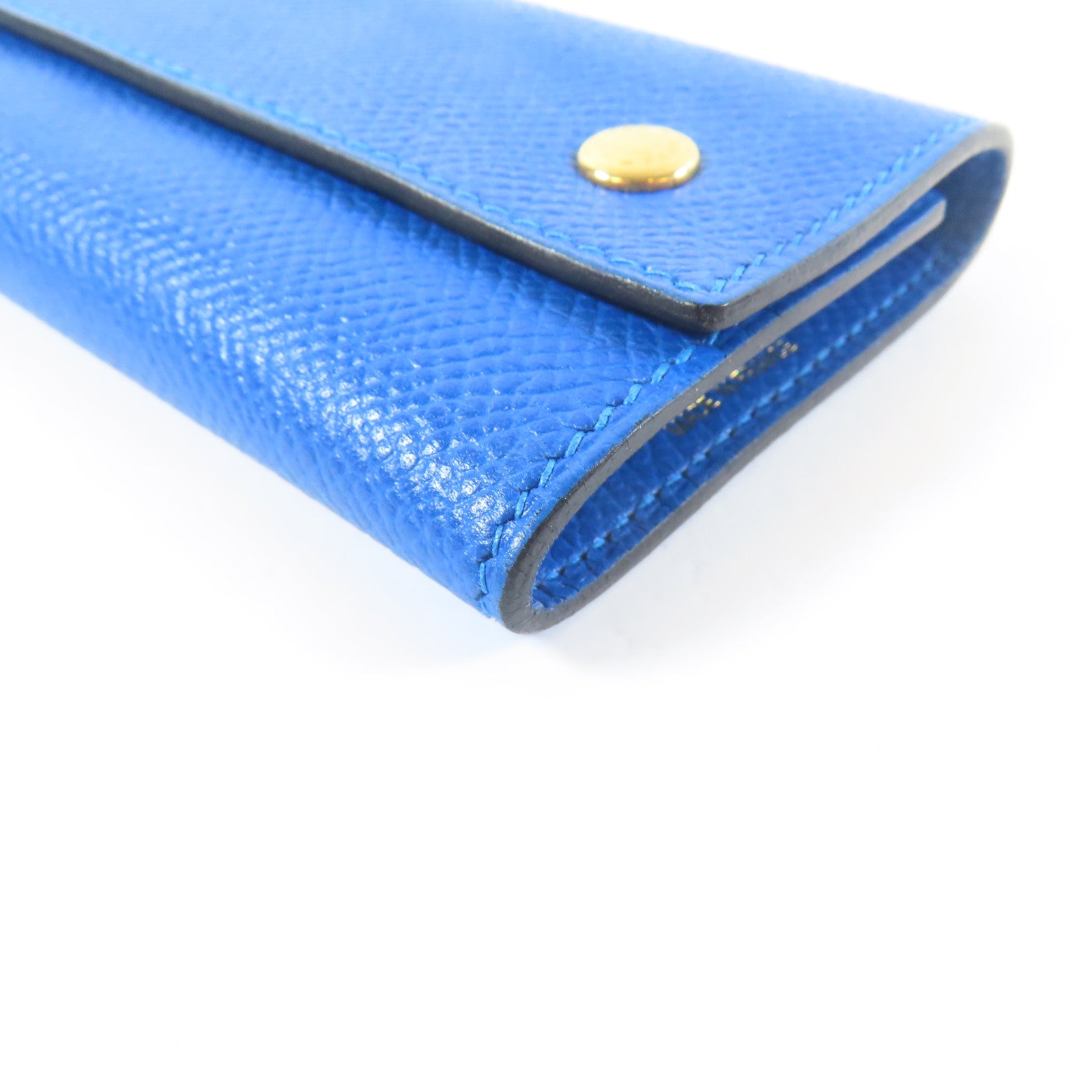 HERMES Veau Epsom皮革Key Case金扣鎖匙包藍色
