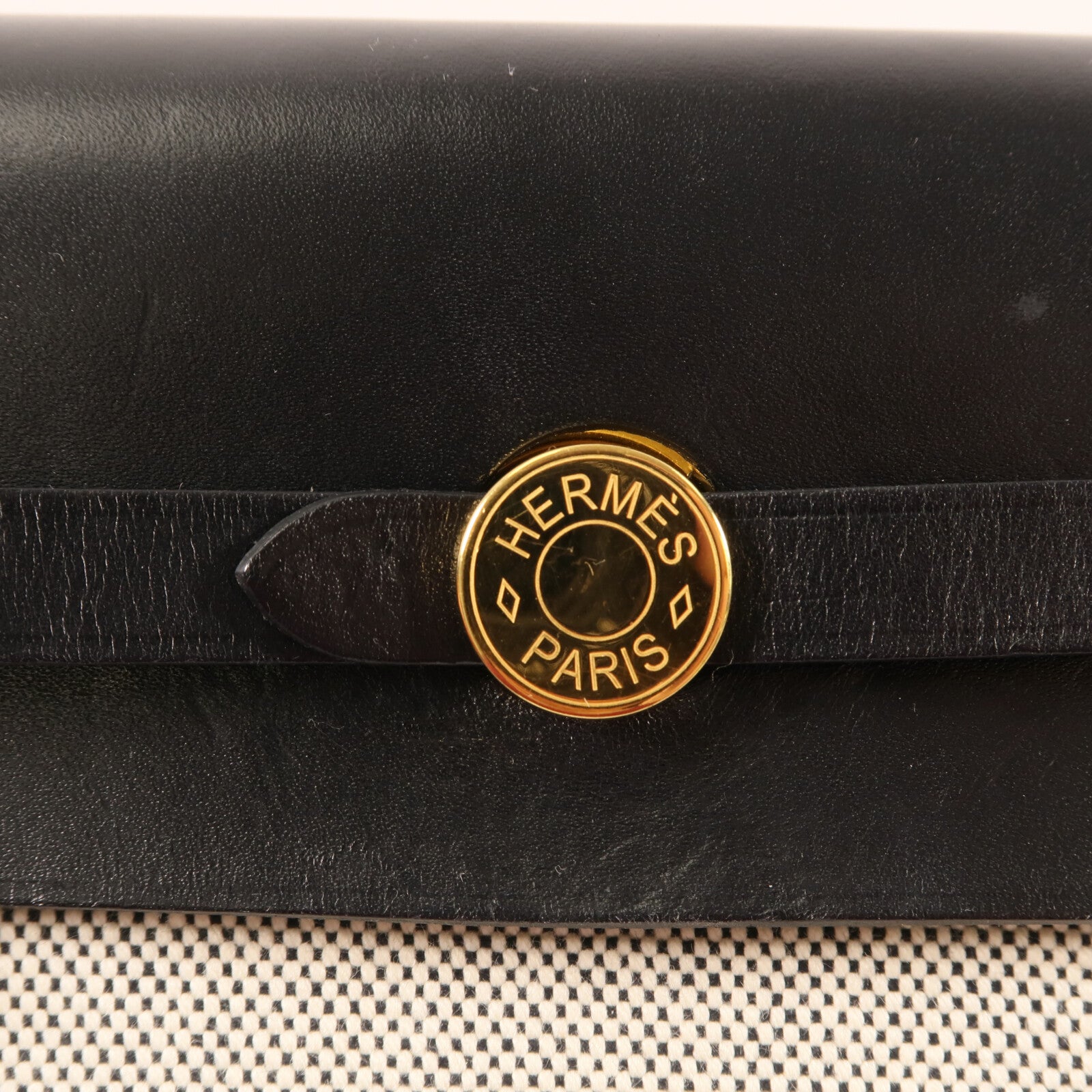 HERMES 帆布Mini Herbag金扣肩背袋