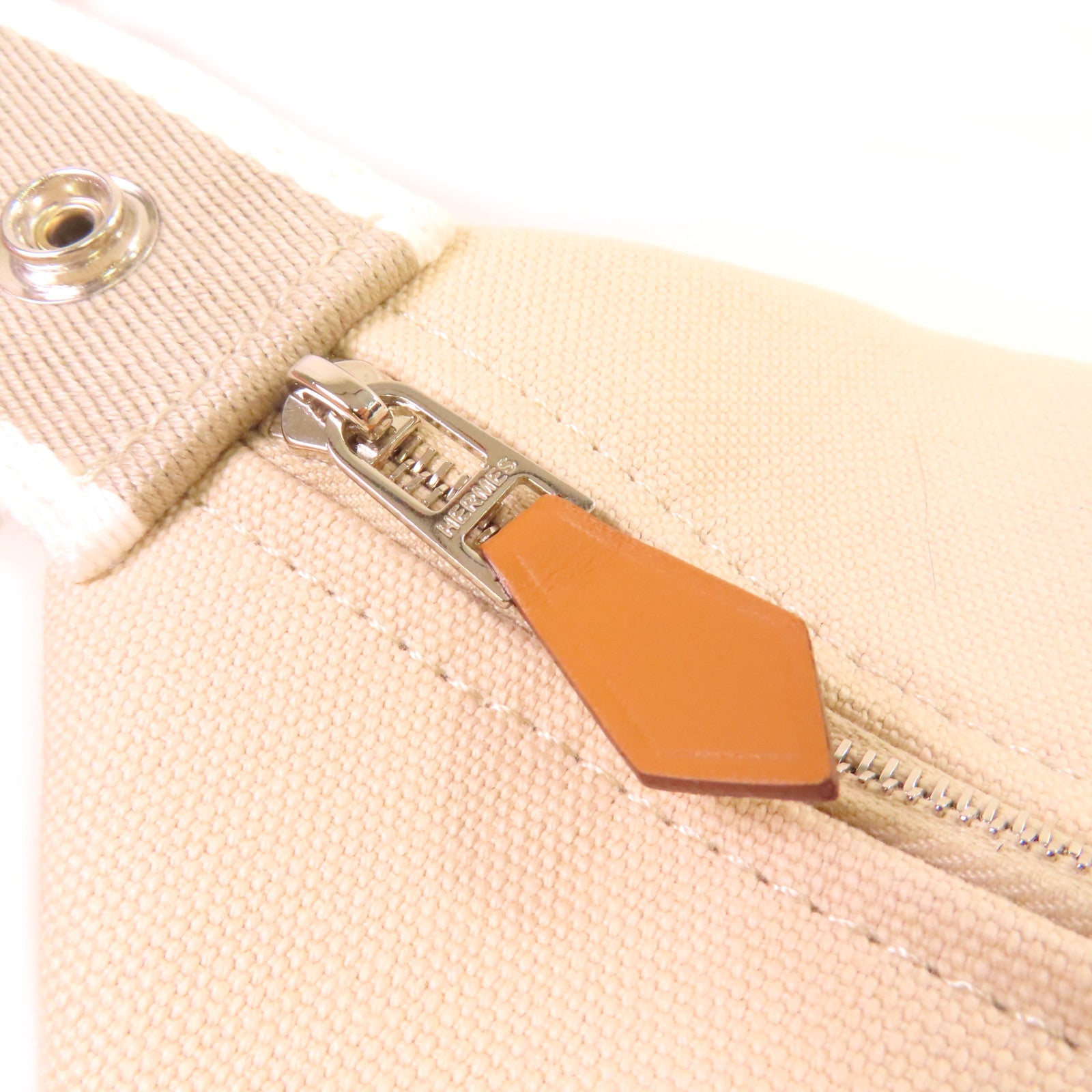HERMES 帆布Bride A Brac Small Hand Bag銀扣手挽袋Nata奶茶色