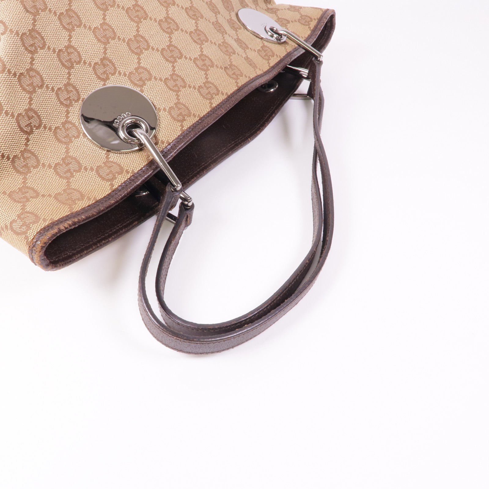 GUCCI 帆布Shoulder Tote銀扣肩背袋/手挽袋