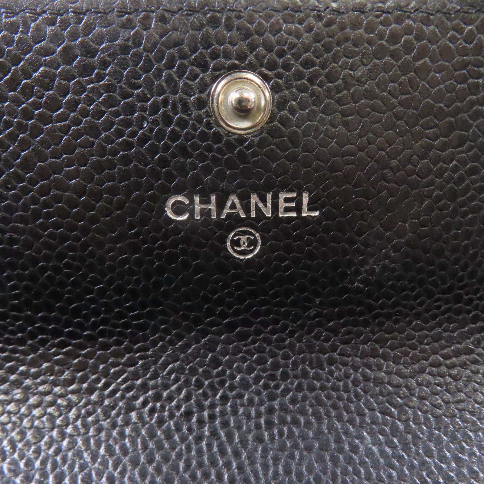 CHANEL 菱格牛皮皮革Long Wallet銀扣長錢包黑色