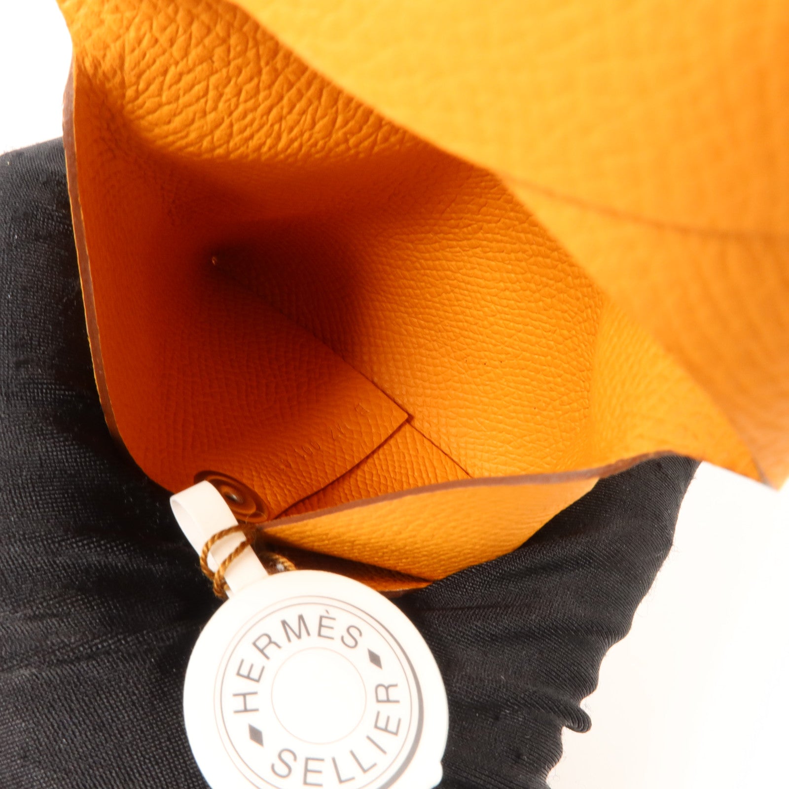 HERMES Epsom皮革Bastia零錢包Orange