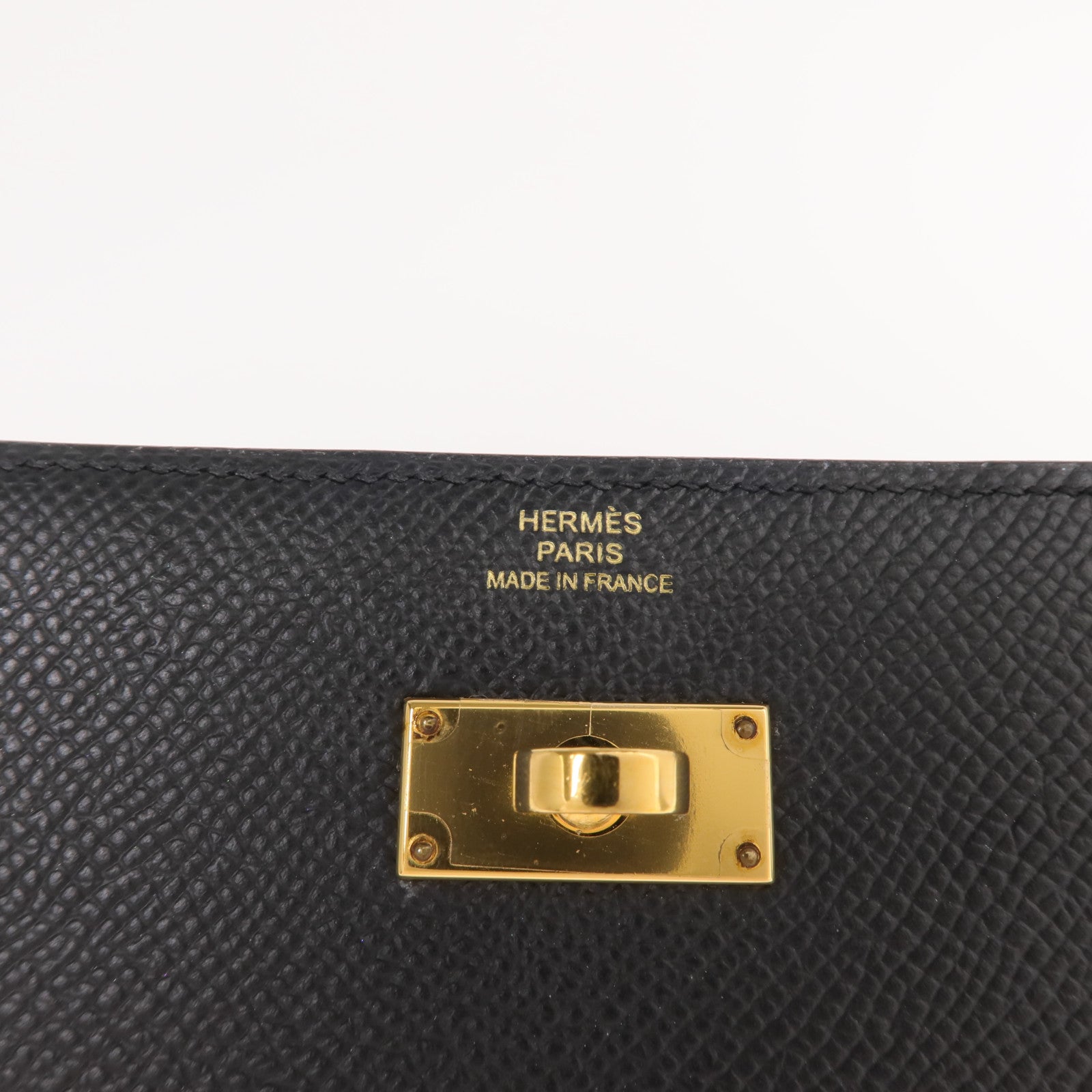 HERMES Epsom皮革Kelly Compact Wallet金扣錢包Noir