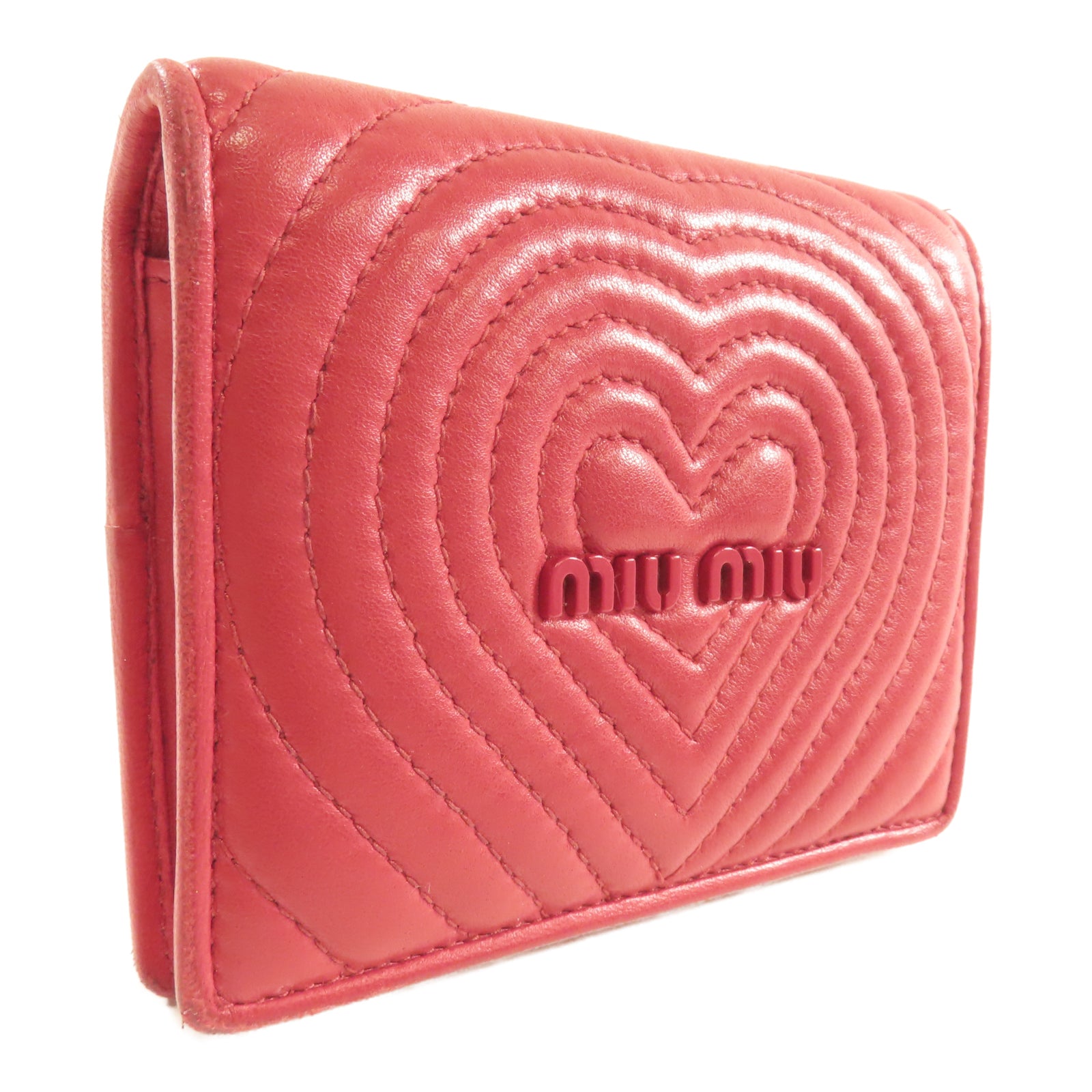 Miu Miu 羊皮皮革Wallet金扣鈕扣錢包紅色