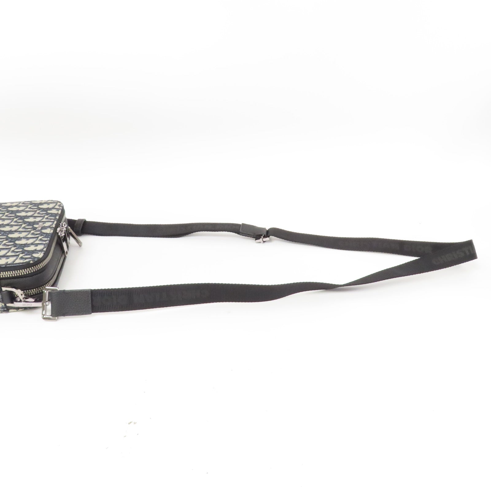 Dior 帆布Oblique Camera Bag銀扣肩背袋藍色