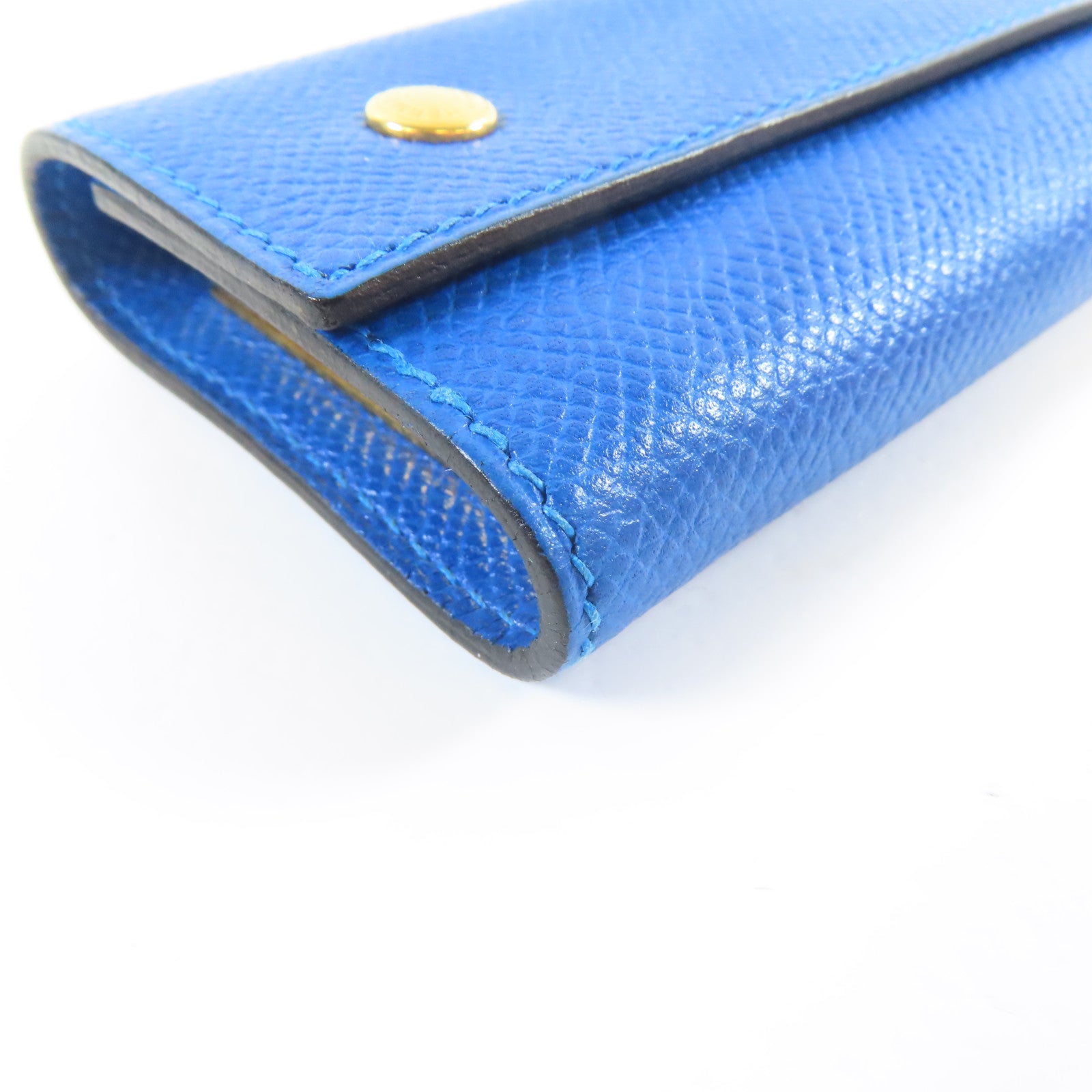 HERMES Veau Epsom皮革Key Case金扣鎖匙包藍色