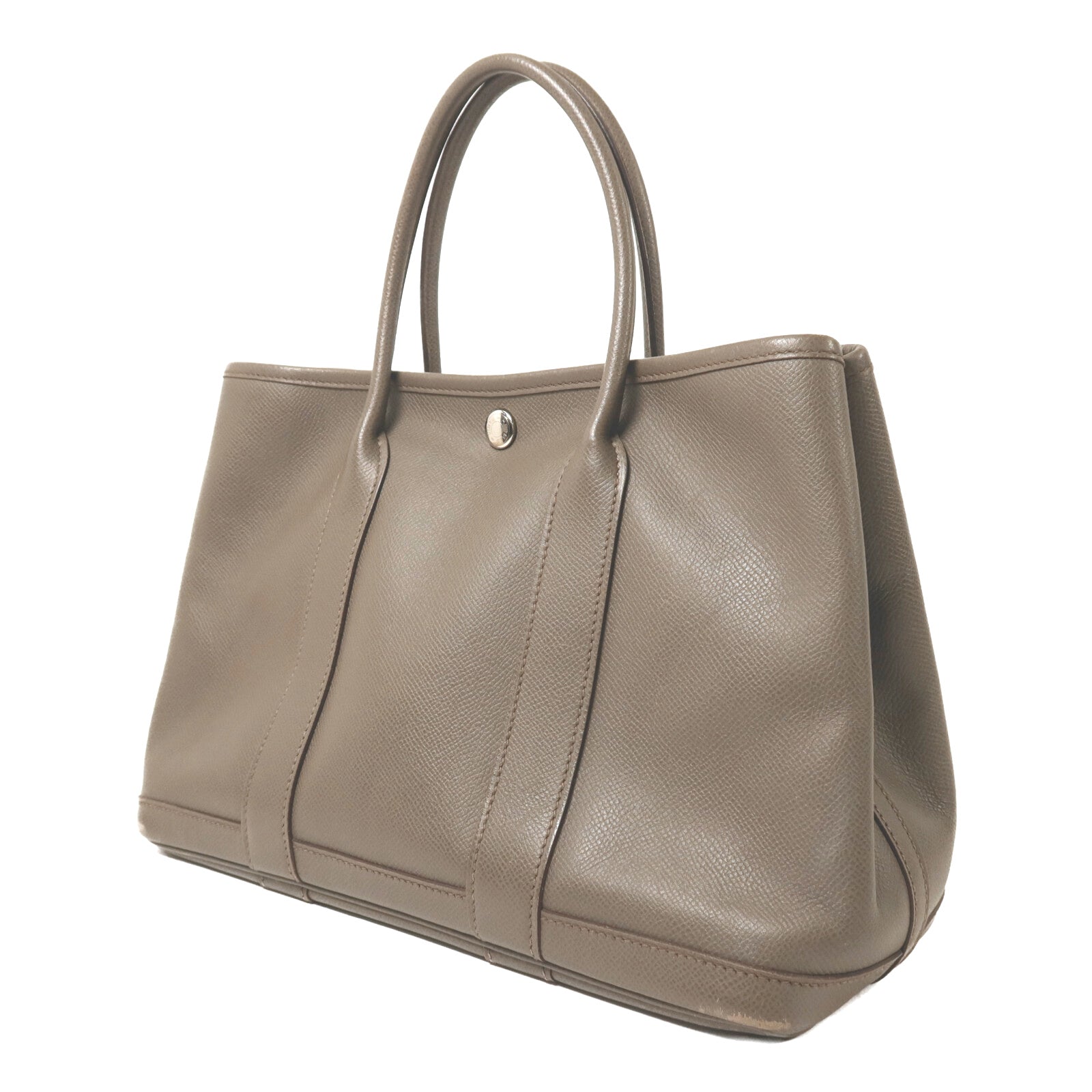 HERMES 【激減優惠】Epsom皮革Garden Party TPM銀扣手挽袋Etain