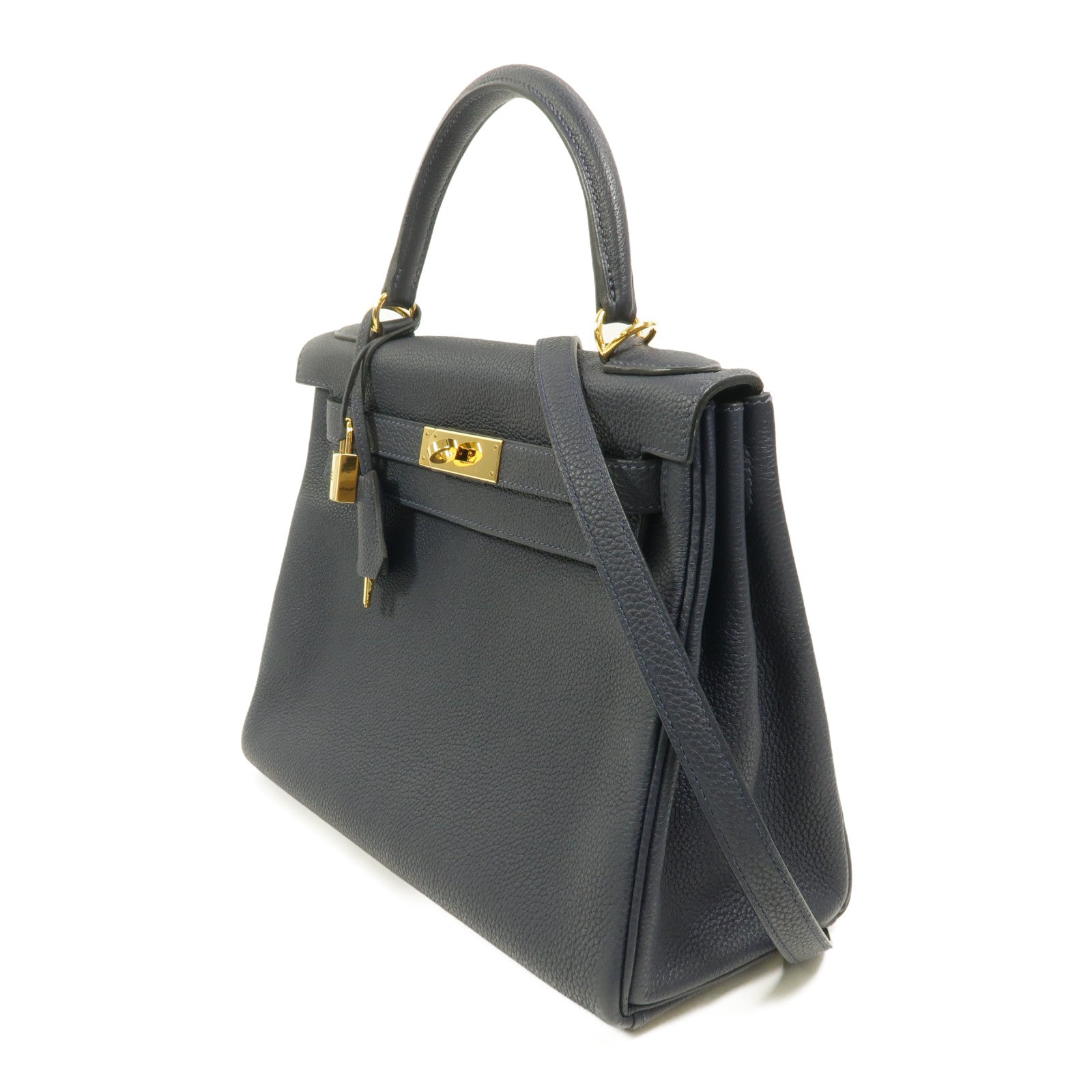 HERMES Togo皮革Kelly 28手挽肩背兩用袋Bleu Nuit