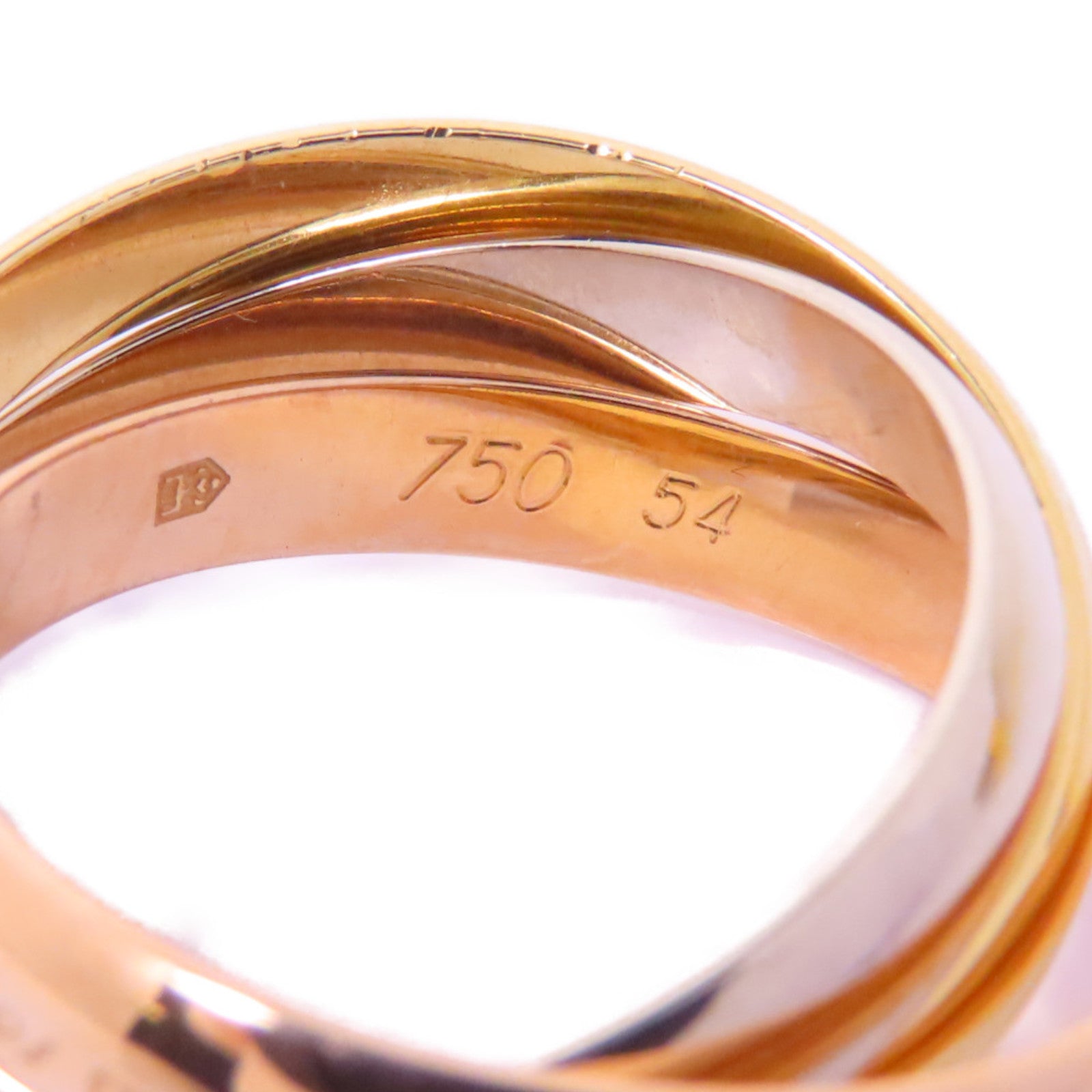 CARTIER 18K黃金/白金/玫瑰金Trinity Ring戒指Cartier#54/US#6.75