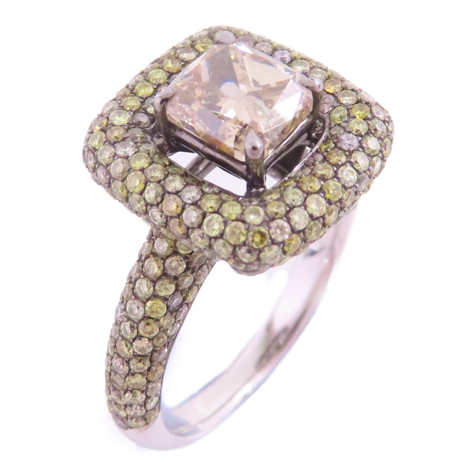 JEWELRY 【激減優惠】18K白金/黃鑽石Brown Diamond Ring戒指US#5.25