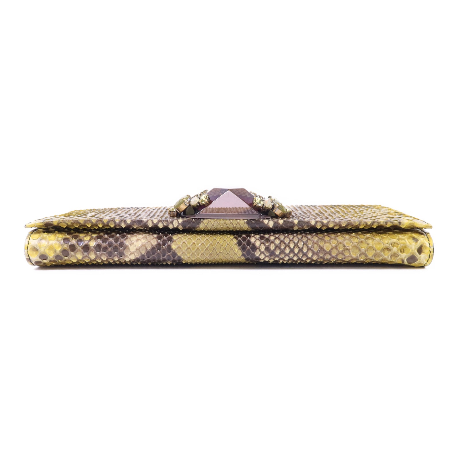 GUCCI 【激減優惠】蛇皮皮革Clutch金扣手拿包
