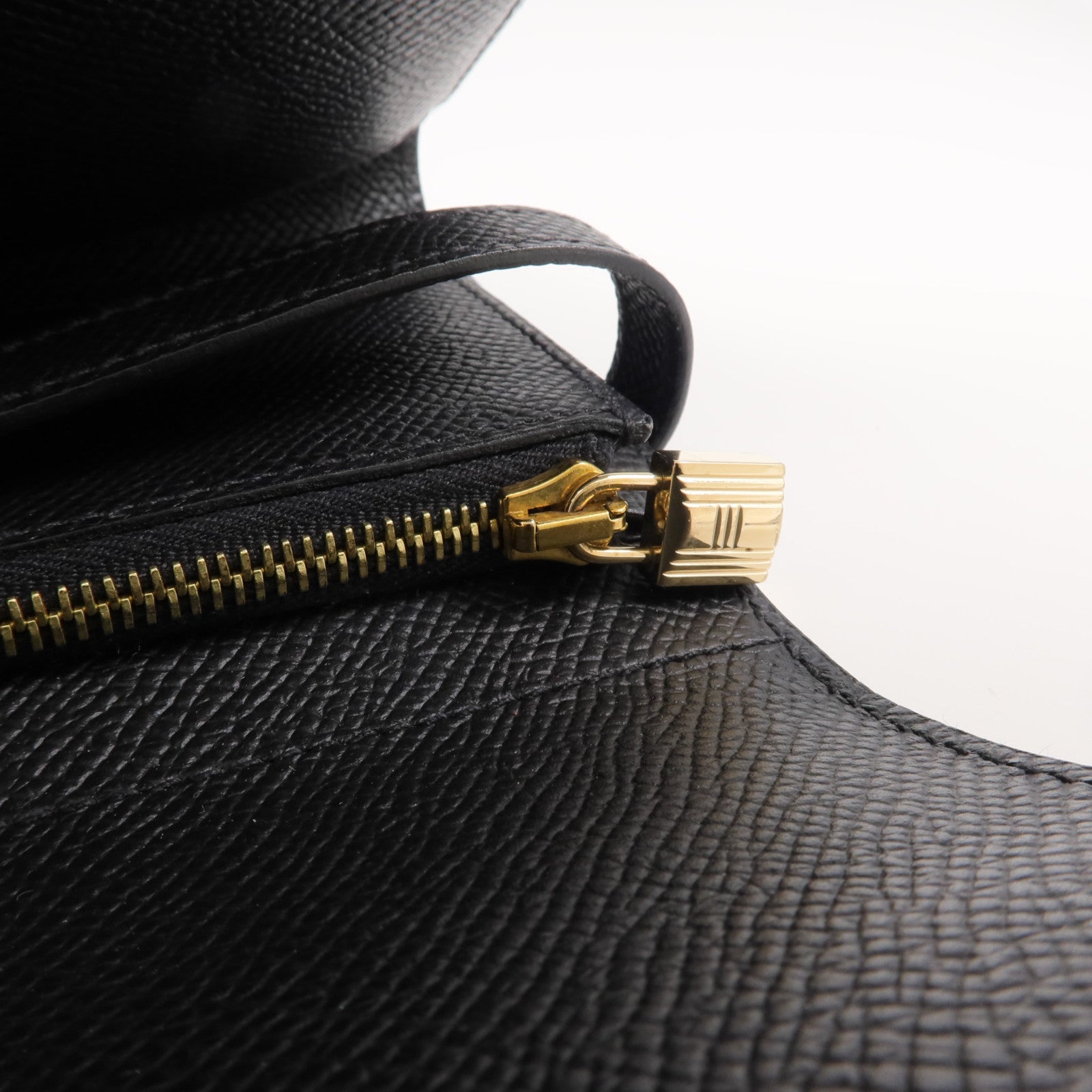 HERMES Epsom皮革Kelly Compact Wallet金扣錢包Noir