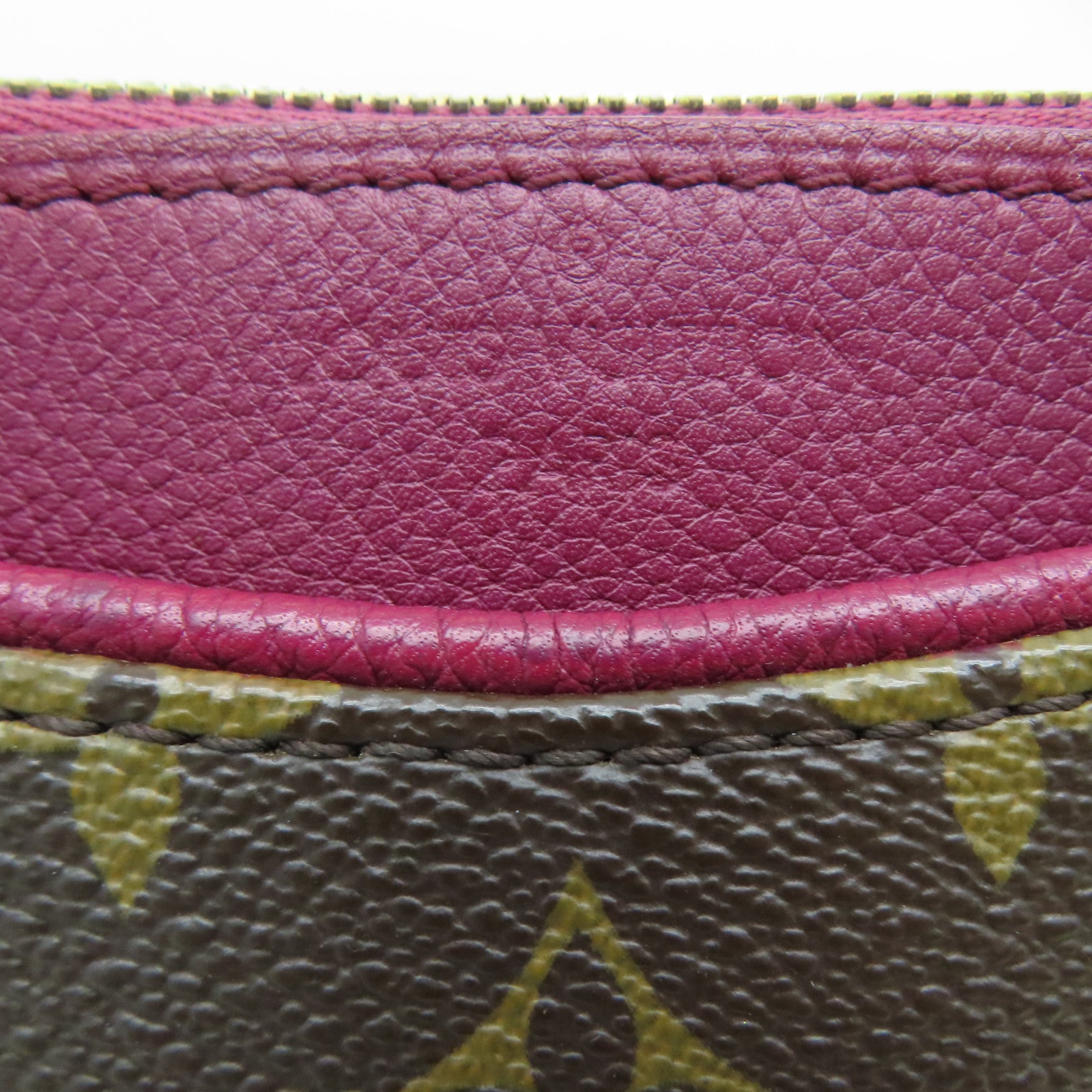 LOUIS VUITTON Monogram Pallas MM Gold Buckle Handle Shoulder Bag Fuchsia/Brown