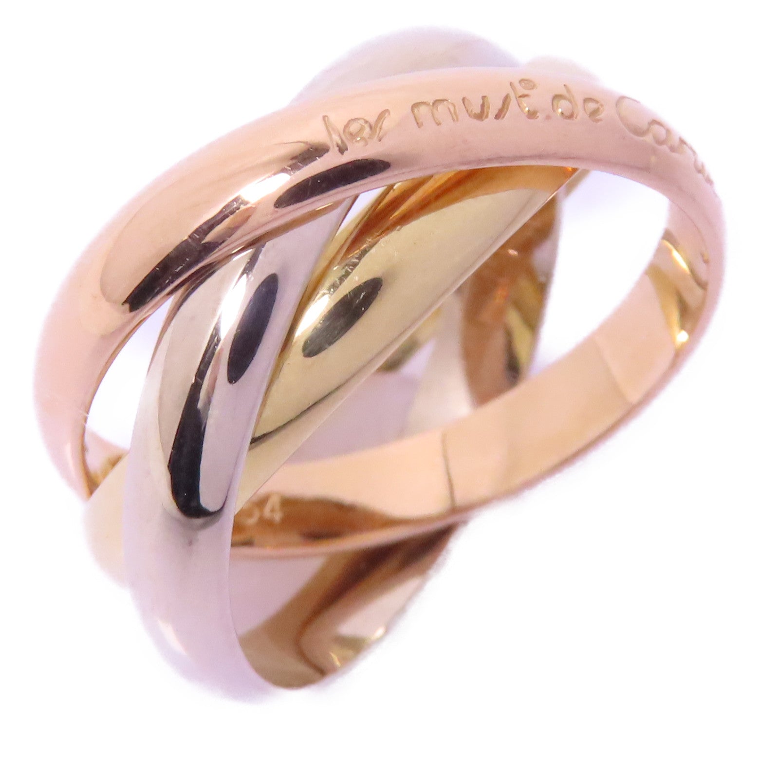 CARTIER 18K黃金/白金/玫瑰金Trinity Ring戒指Cartier#54/US#6.75
