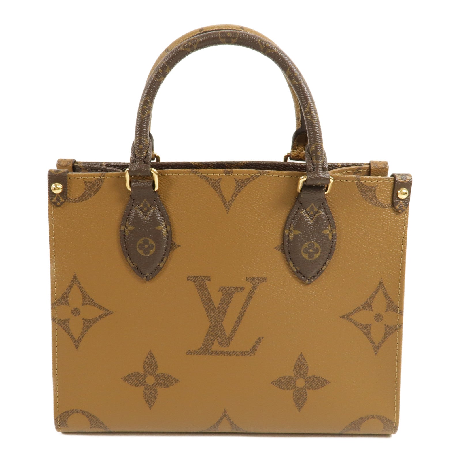 LOUIS VUITTON Monogram Giant OnTheGo PM金扣手挽肩背兩用袋棕色