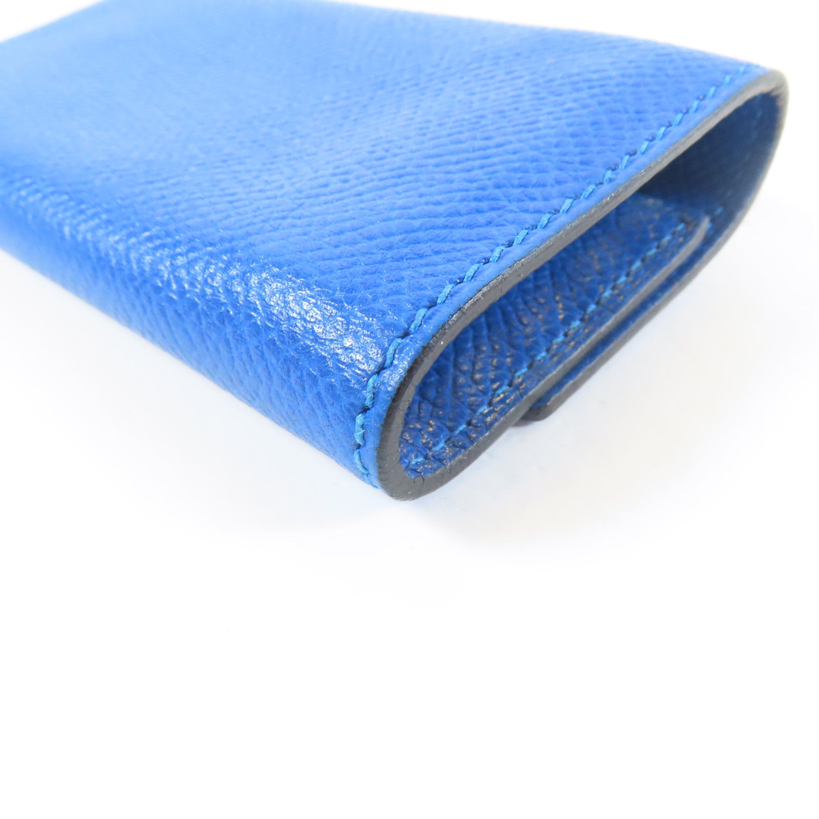HERMES Veau Epsom皮革Key Case金扣鎖匙包藍色