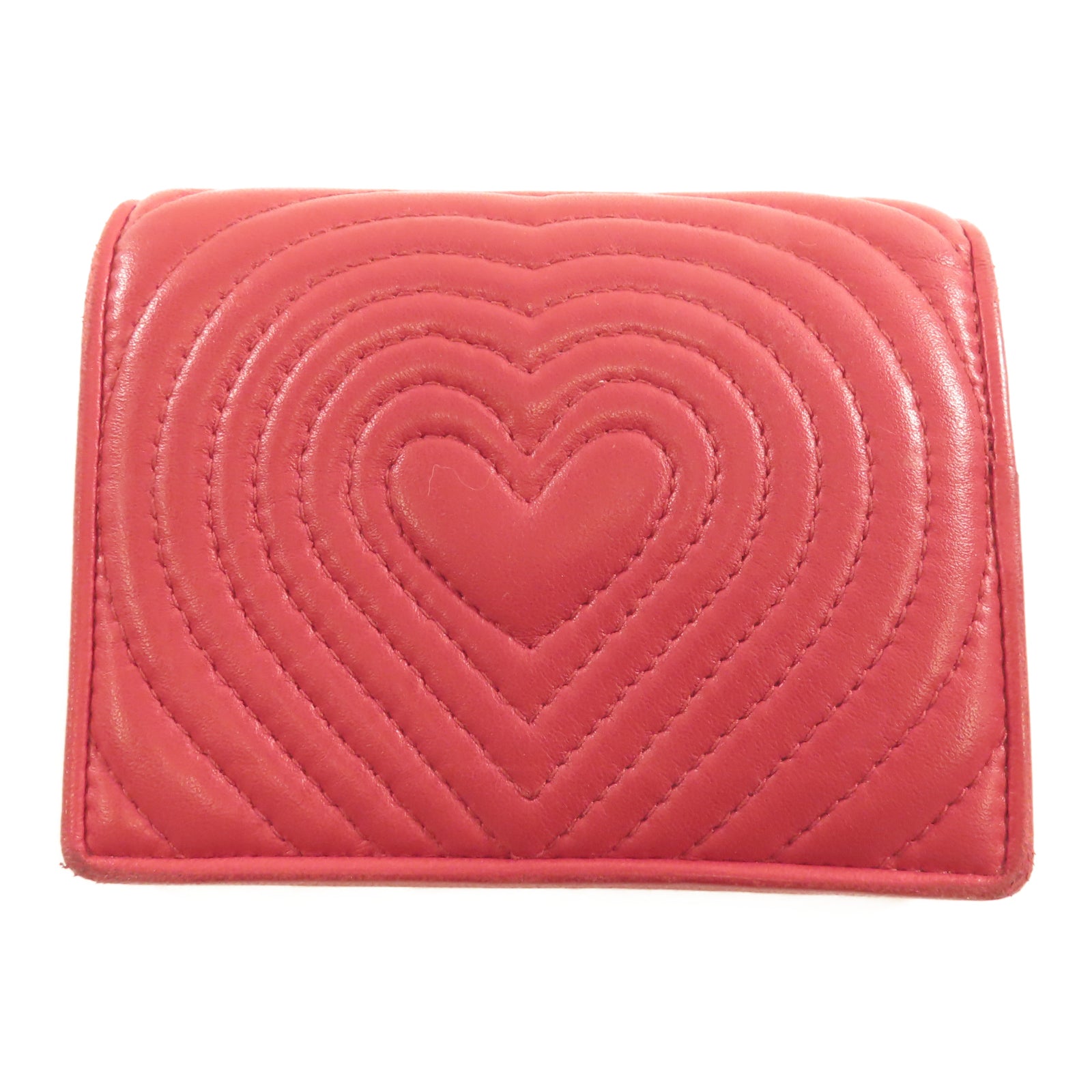 Miu Miu 羊皮皮革Wallet金扣鈕扣錢包紅色