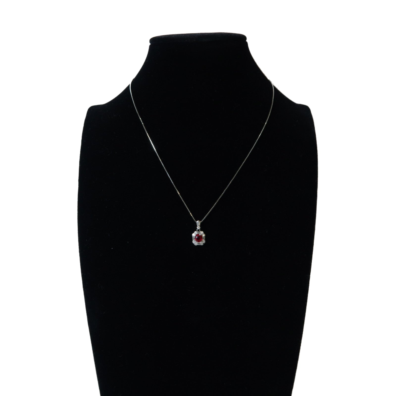 JEWELRY 【激減優惠】PT900鉑金/PT850鉑金Necklace紅寶石/鑽石項鍊銀色