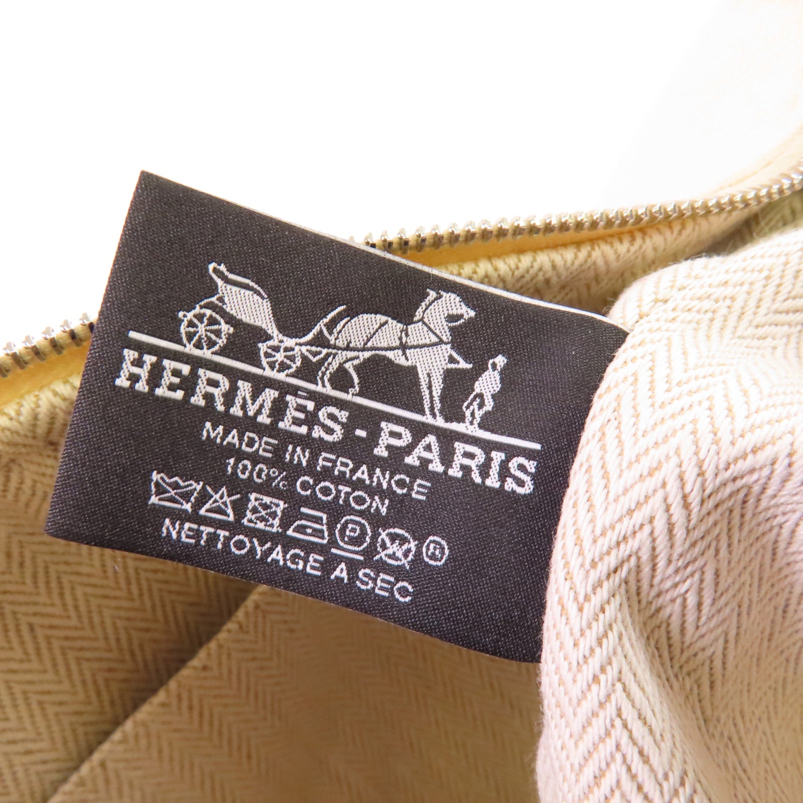 HERMES 帆布Bride A Brac Small Hand Bag銀扣手挽袋Nata奶茶色
