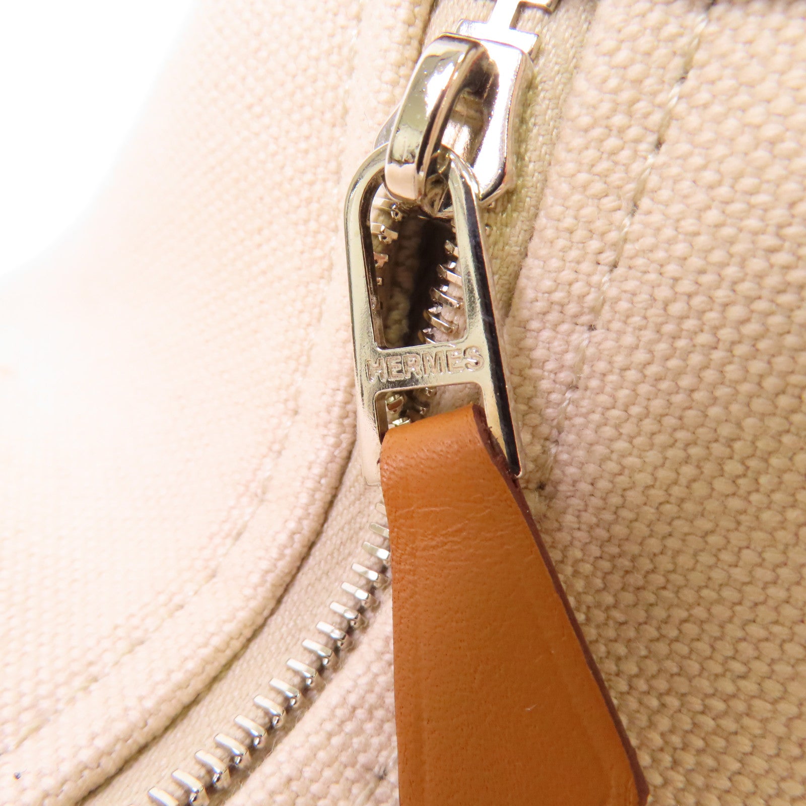 HERMES 帆布Bride A Brac Small Hand Bag銀扣手挽袋Nata奶茶色