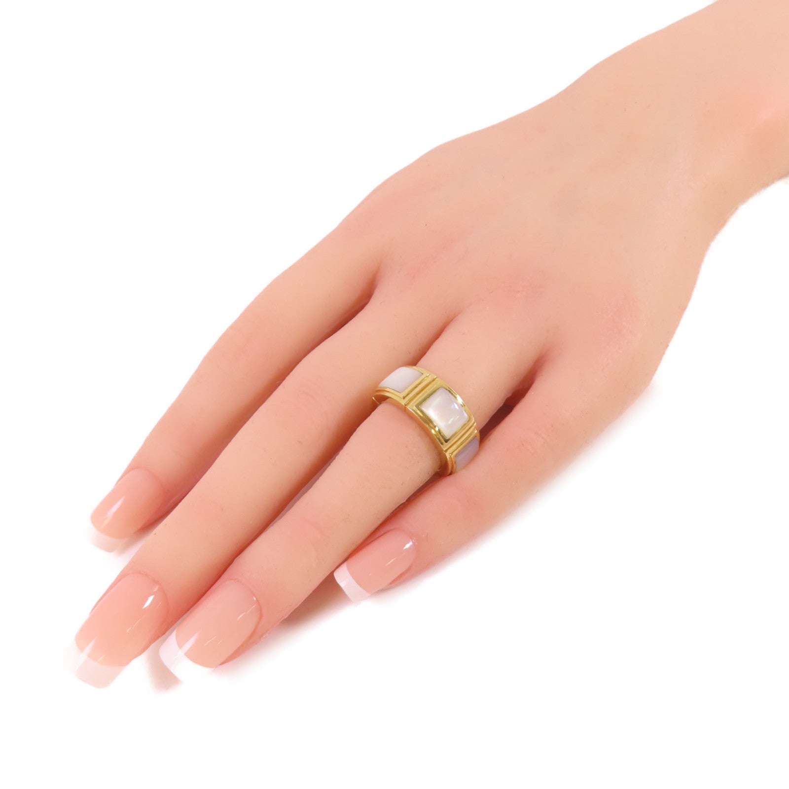 MAUBOUSSIN 18K黃金/珍珠母Mother of Pearl Ring戒指#53/US#5.25