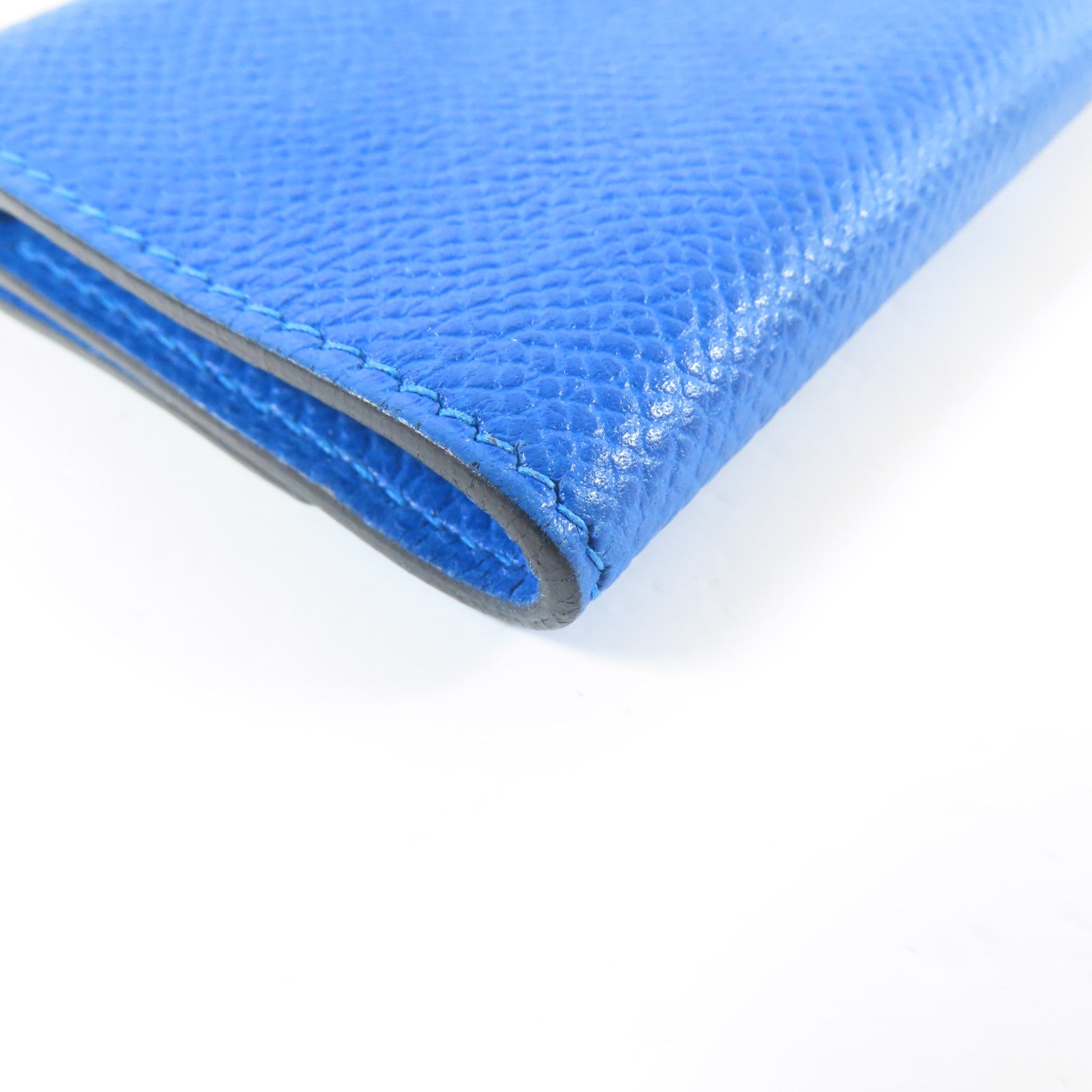 HERMES Veau Epsom皮革Key Case金扣鎖匙包藍色