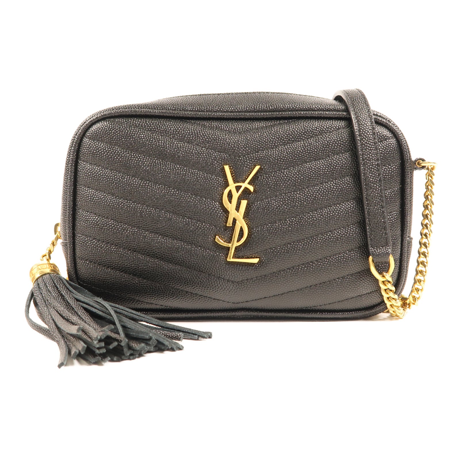 SAINT LAURENT 牛皮皮革Lou Mini金扣鏈帶肩背袋