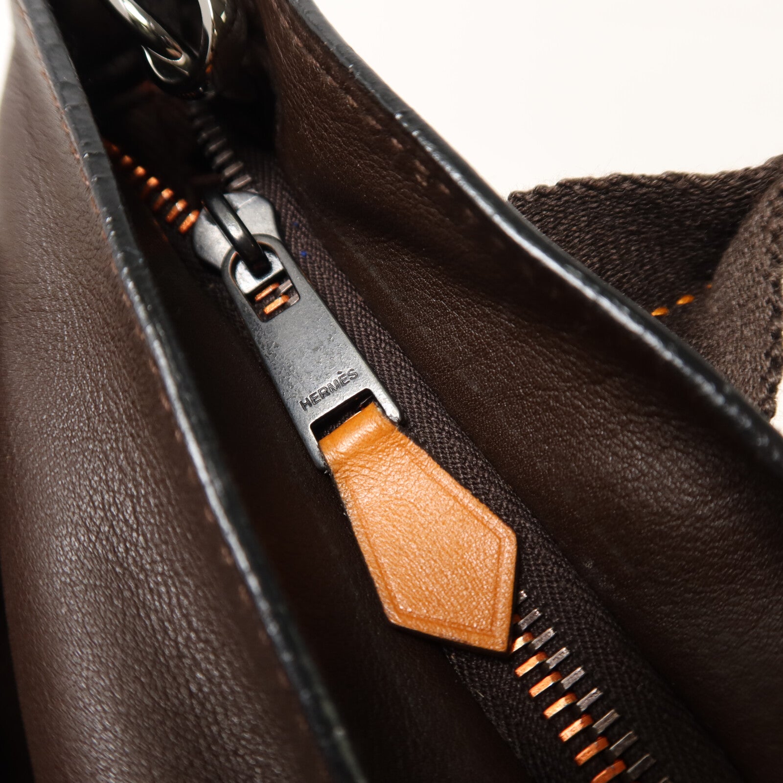 HERMES Derma皮革Caravan Horizontal PM手挽肩背兩用袋Brown