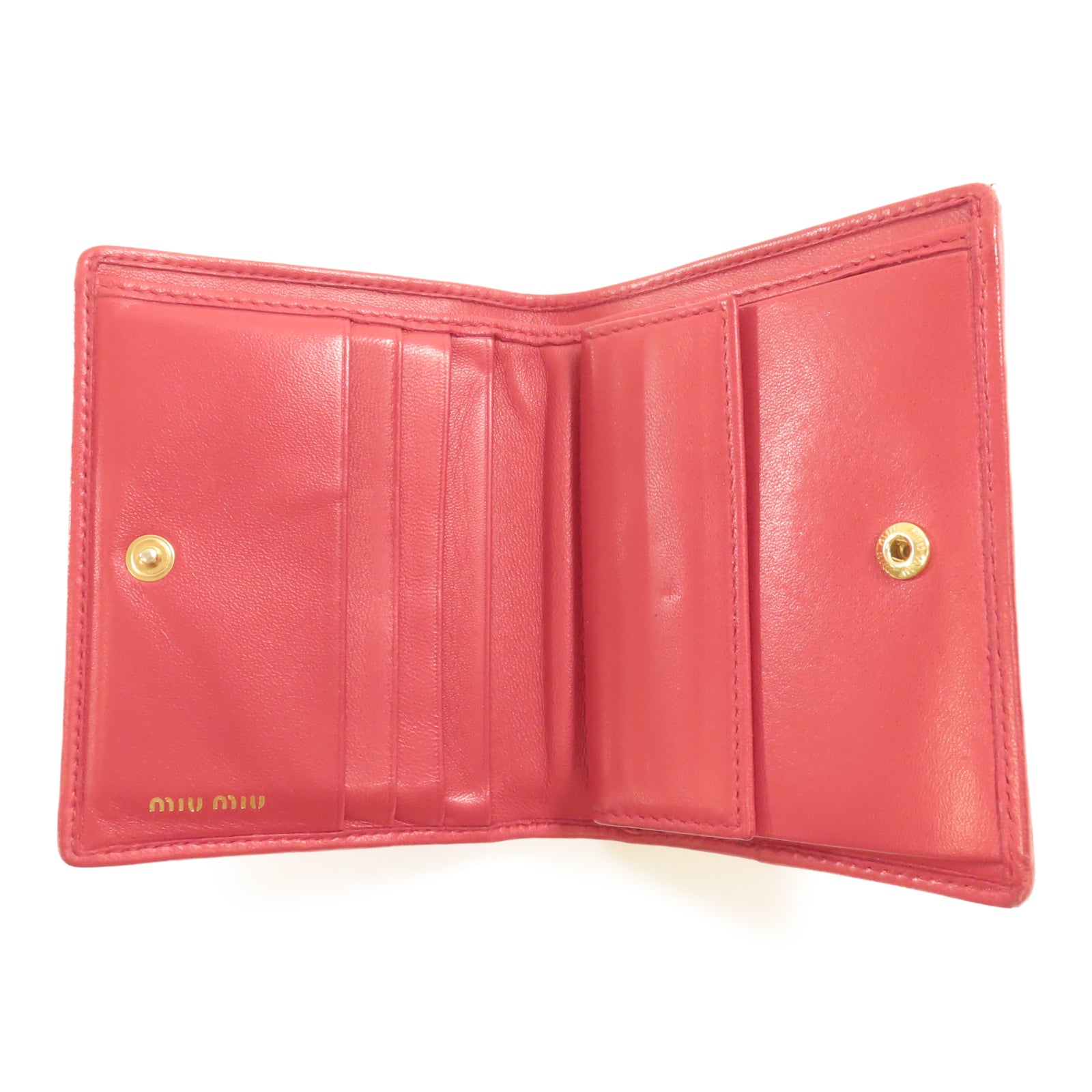 Miu Miu 羊皮皮革Wallet金扣鈕扣錢包紅色