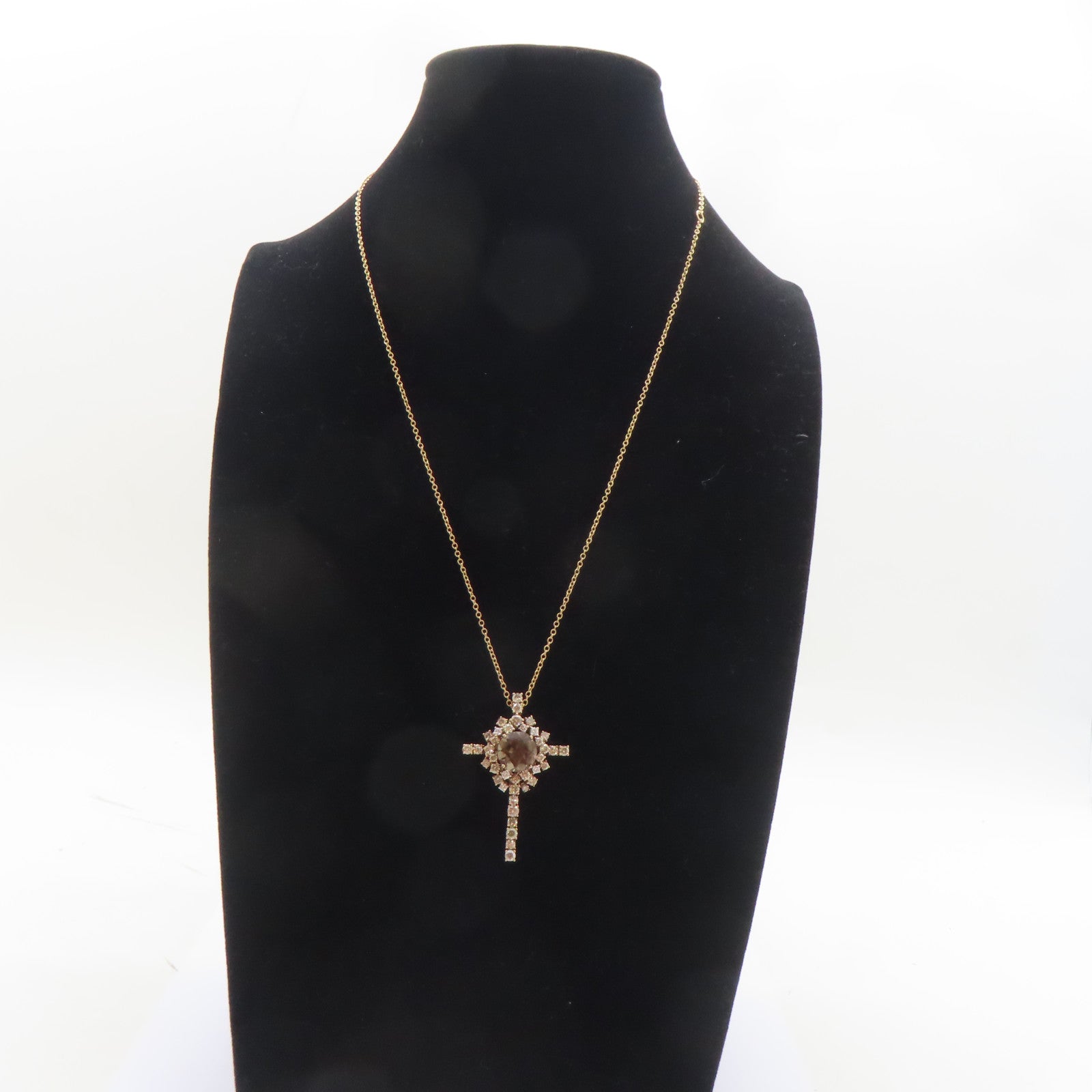 Damiani 18K玫瑰金Smokey Quartz/Diamond Necklace項鍊