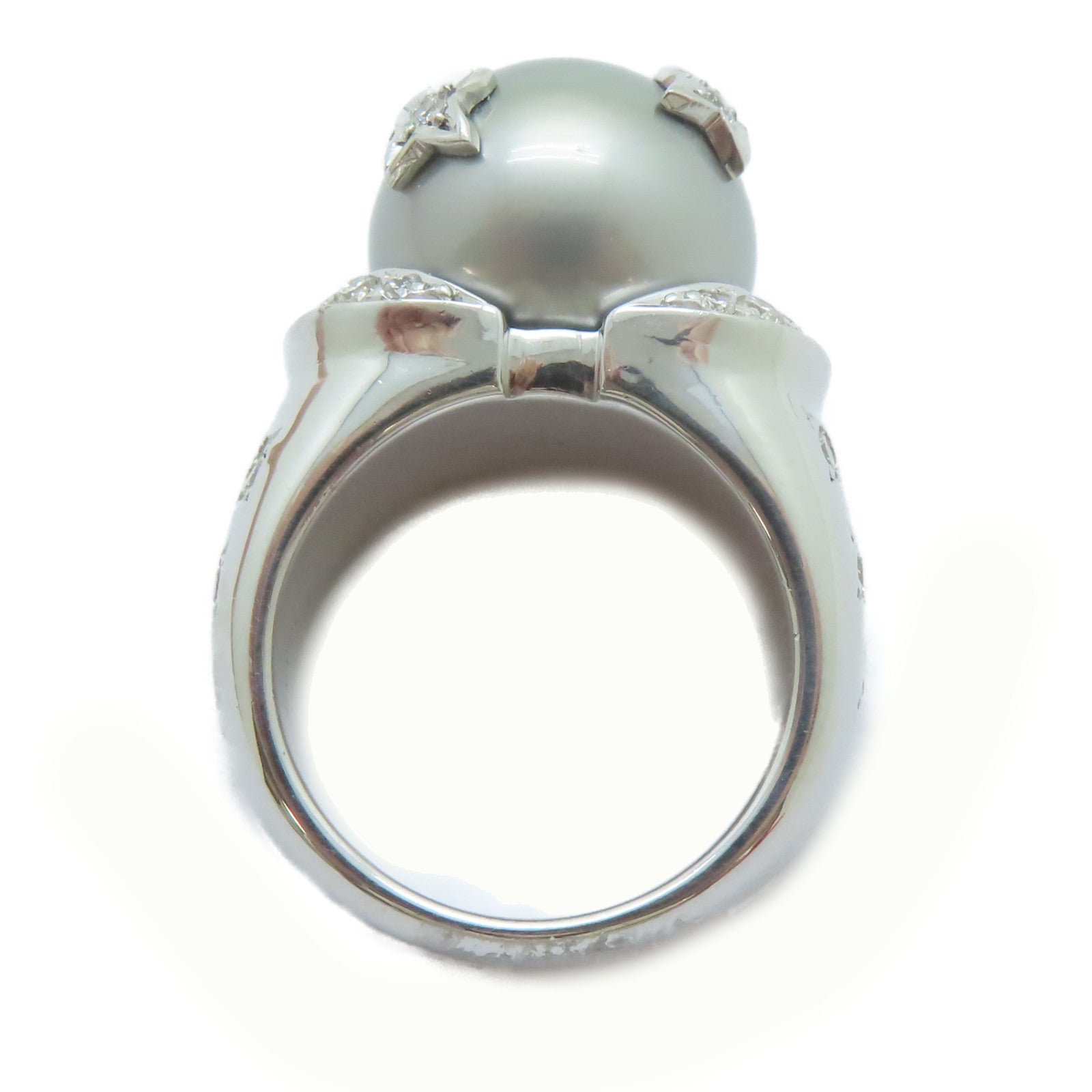 JEWELRY 18K白金Pearl Ring 14.3mm珍珠/0.668ct鑽石戒指US#6.75