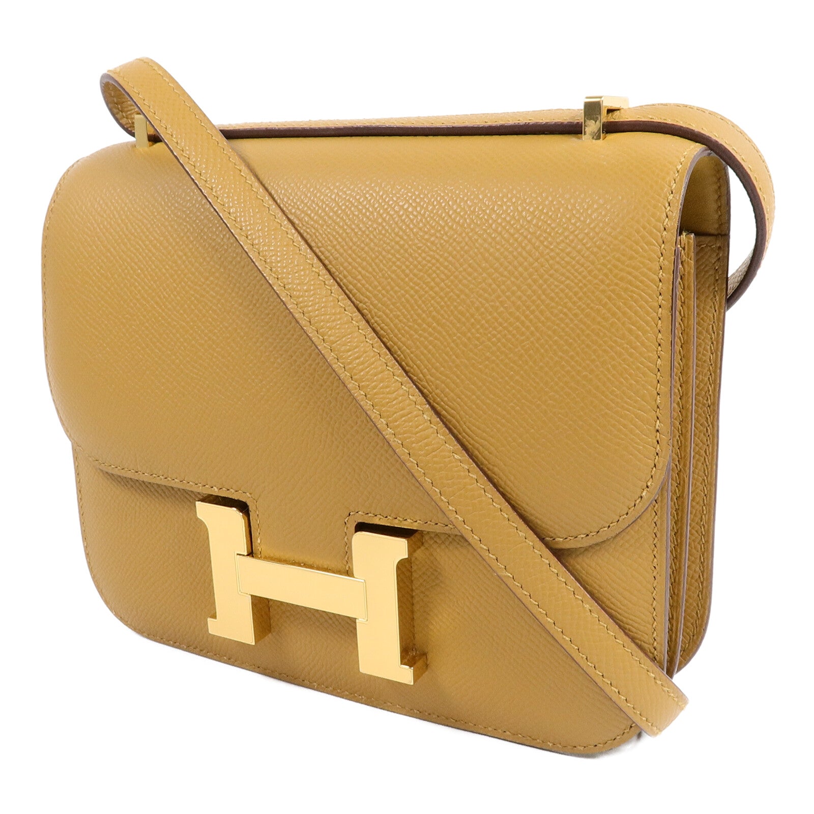 HERMES Epsom皮革Constance Mini肩背袋Sesame