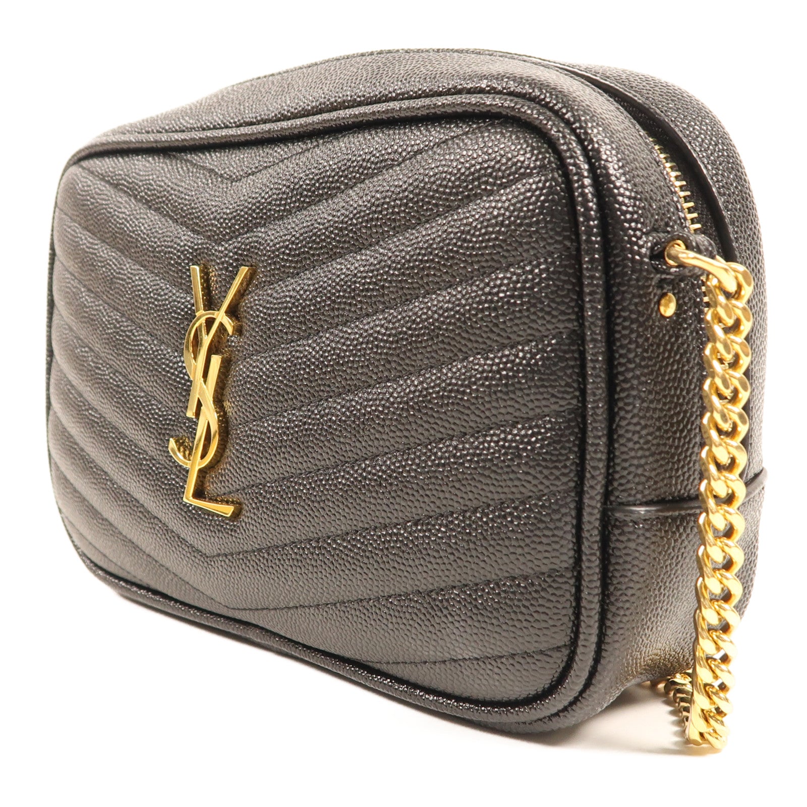 SAINT LAURENT 牛皮皮革Lou Mini金扣鏈帶肩背袋