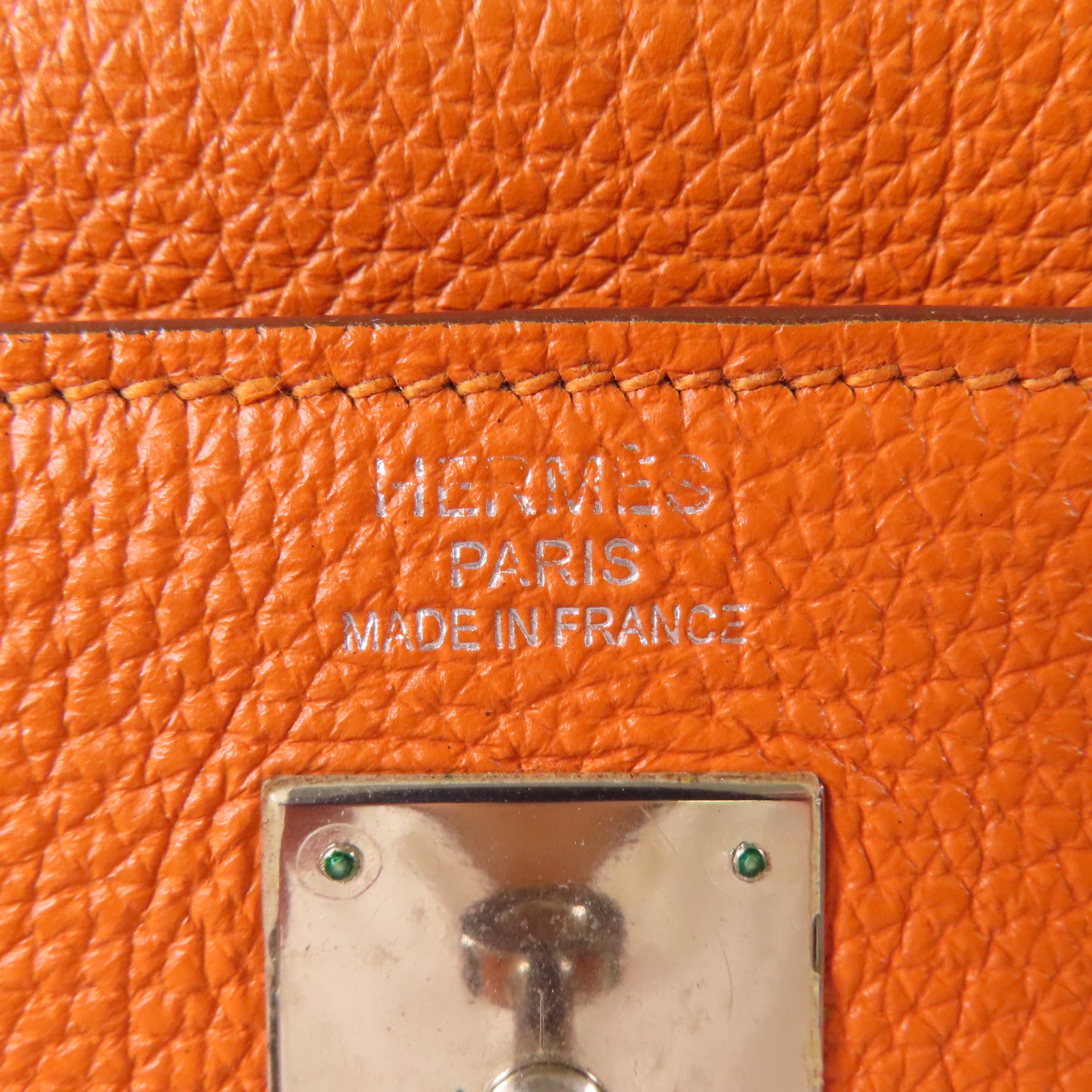 HERMES Togo皮革Kelly40銀扣手挽肩背兩用袋Orange