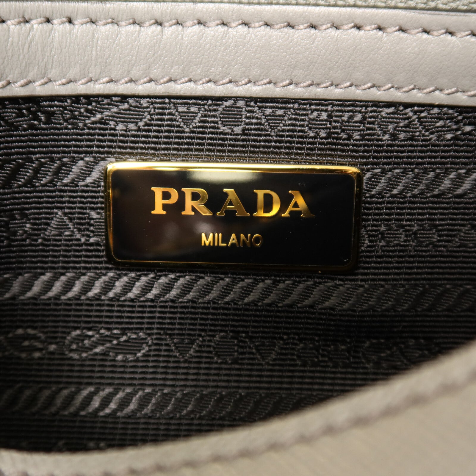 PRADA 牛皮皮革Borsa A mano金扣手挽肩背兩用袋