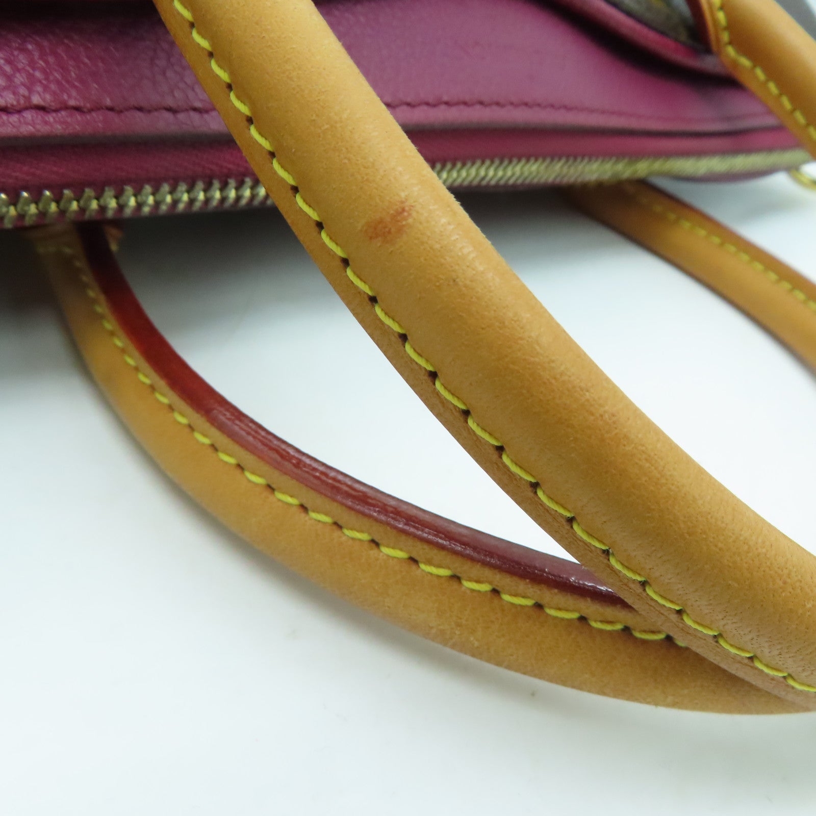 LOUIS VUITTON Monogram Pallas MM Gold Buckle Handle Shoulder Bag Fuchsia/Brown