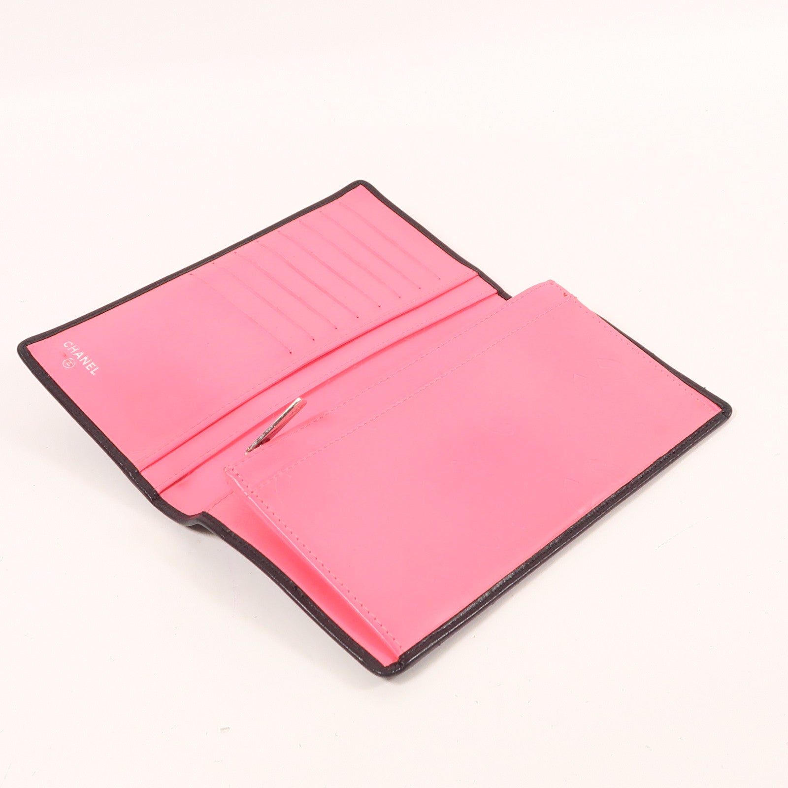 CHANEL 羊皮皮革Cambon Wallet銀扣長錢包