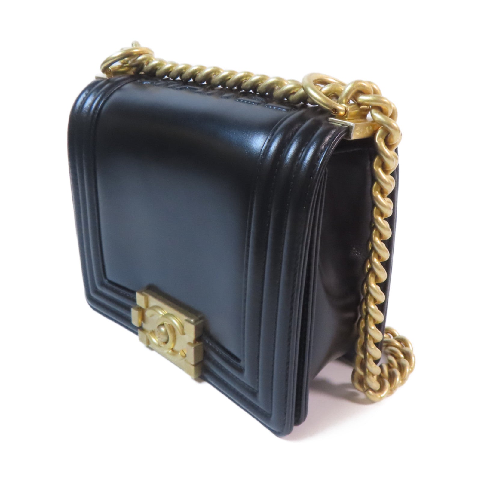 CHANEL 【激減優惠】牛皮皮革Chain Shoulder金扣鏈帶肩背袋黑色